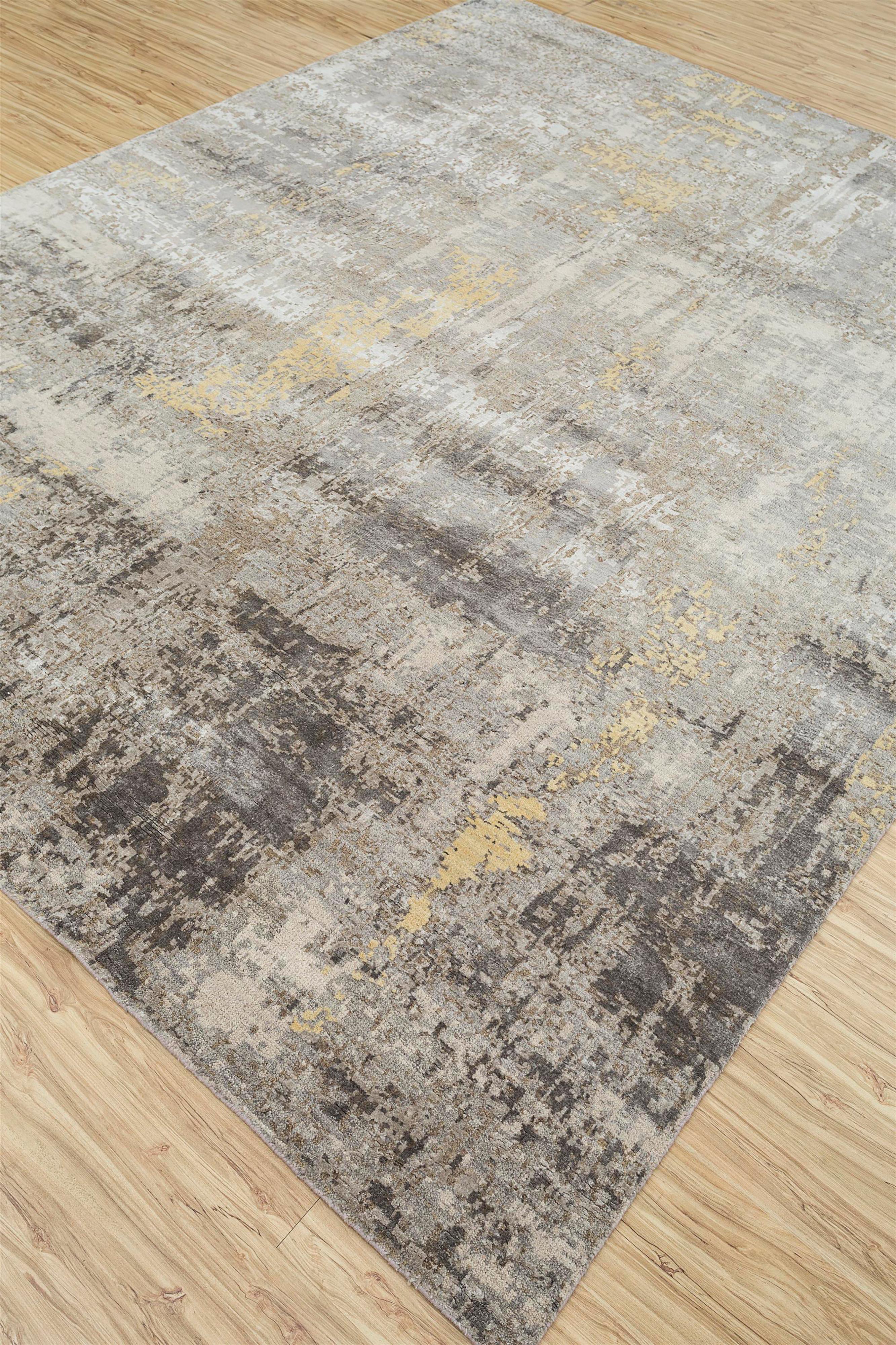 Noué à la main Jaipur Rugs 10x14 Feet Tapis noué à la main Laine et soie de bambou Ivoire Moderne en vente