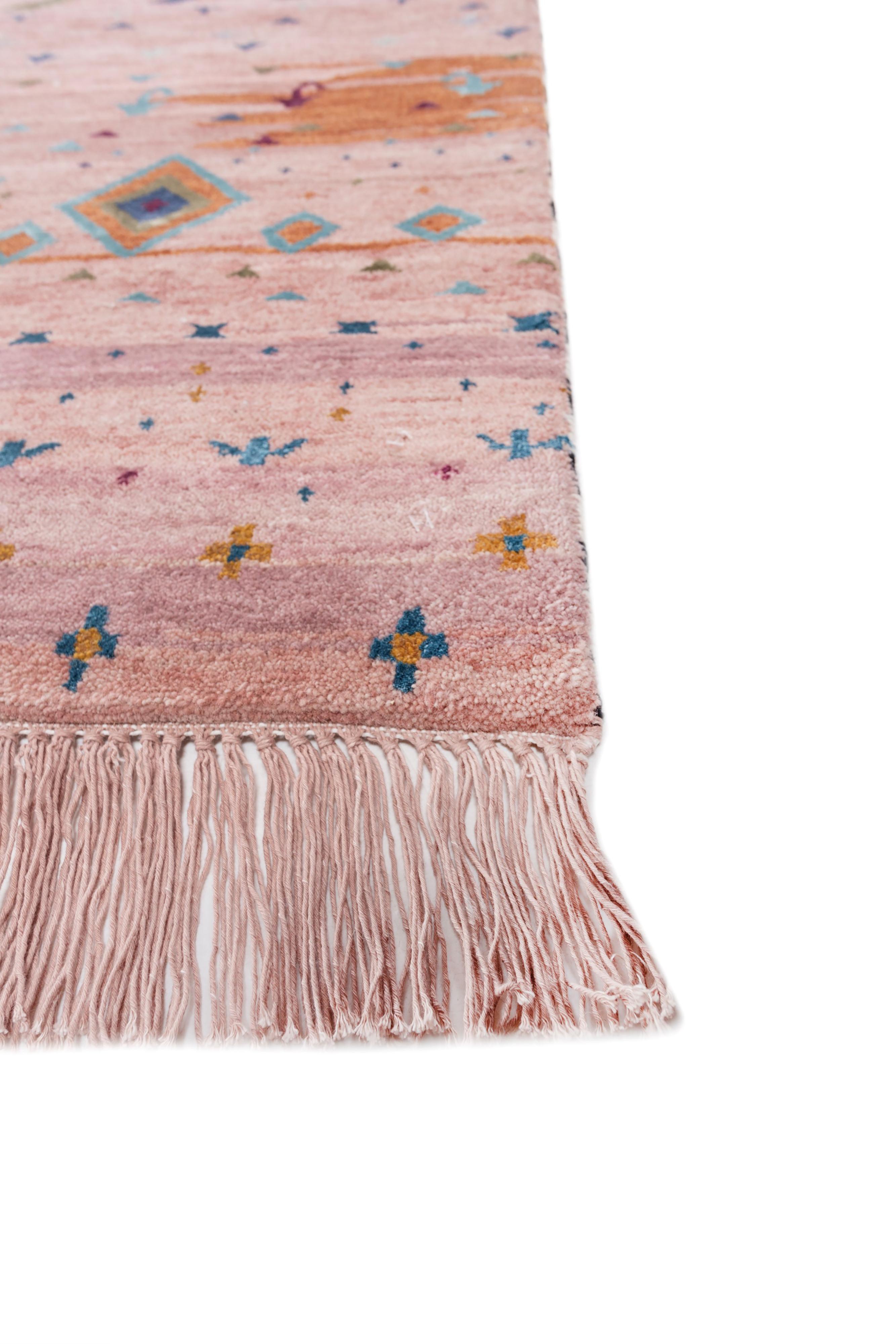 Moderno Tappeto Jaipur Rugs 10x14 piedi annodato a mano in lana e seta di bambù rosa e viola in vendita