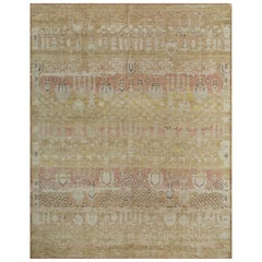 Jaipur Rugs 10X14 Feet Hand Knotted Carpet Wool Gold Transitional Vintage Rug