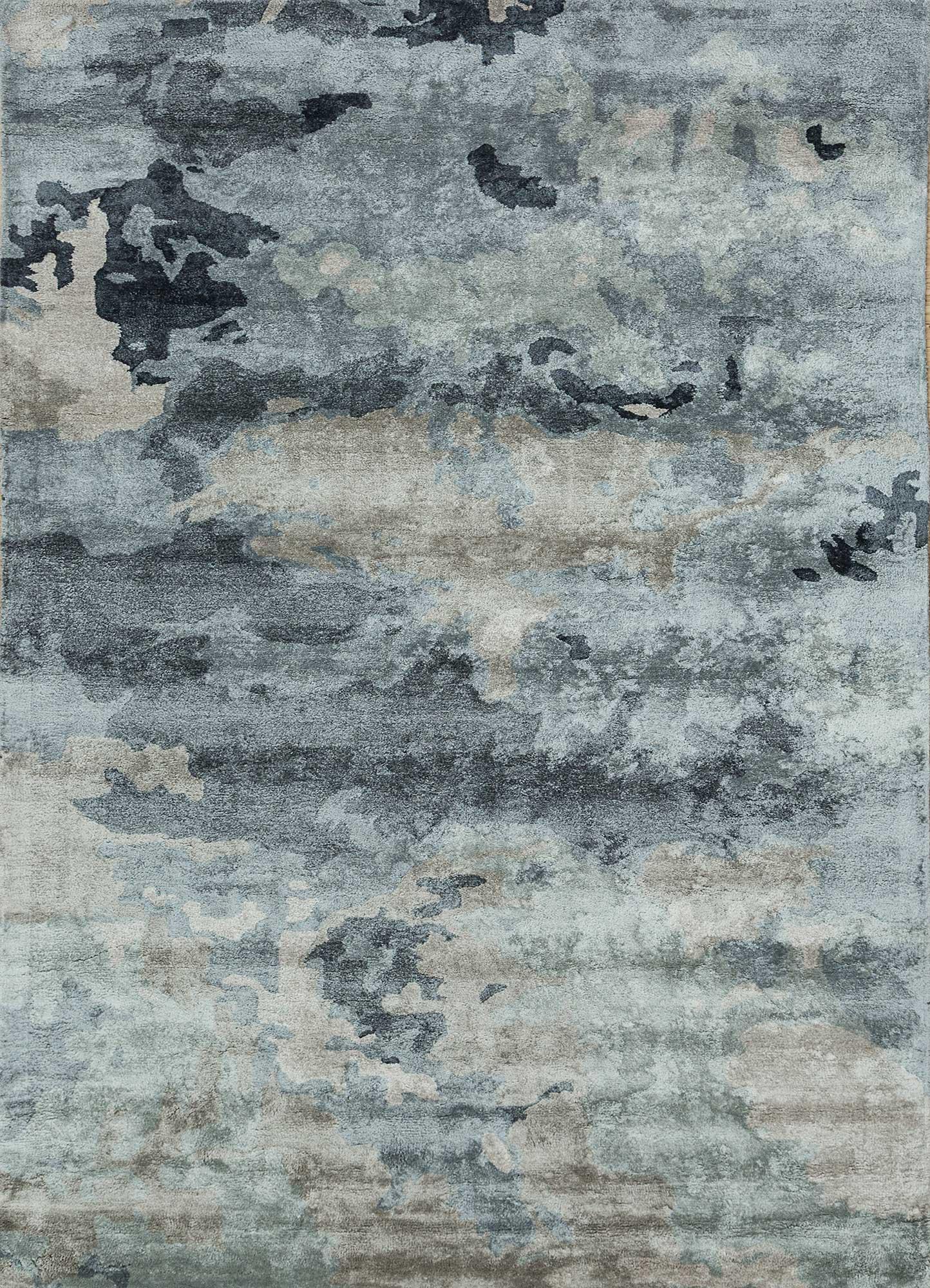 Tappeto Cityscape Waves Skyline Blue Chicory 180x270 cm, tessuto a mano