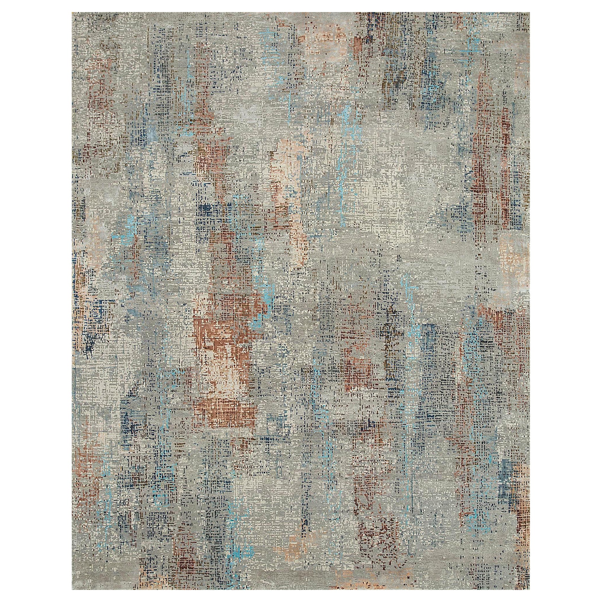 Ethereal Elegance Soft Gray Ivory Handgeknüpfter Teppich