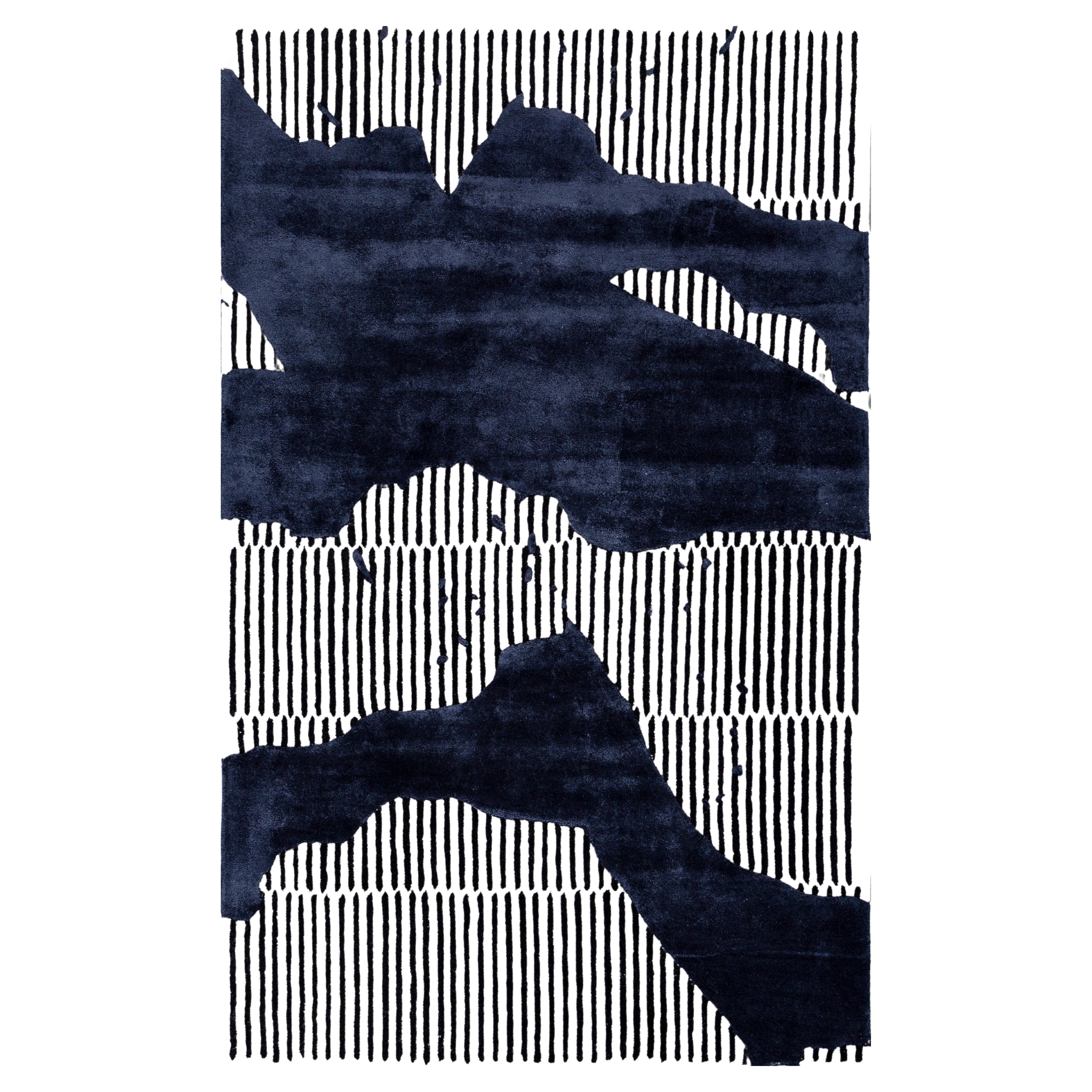 Tappeto Jaipur Rugs 4x6 Piedi Tappeto trapuntato a mano in lana e viscosa moderno blu