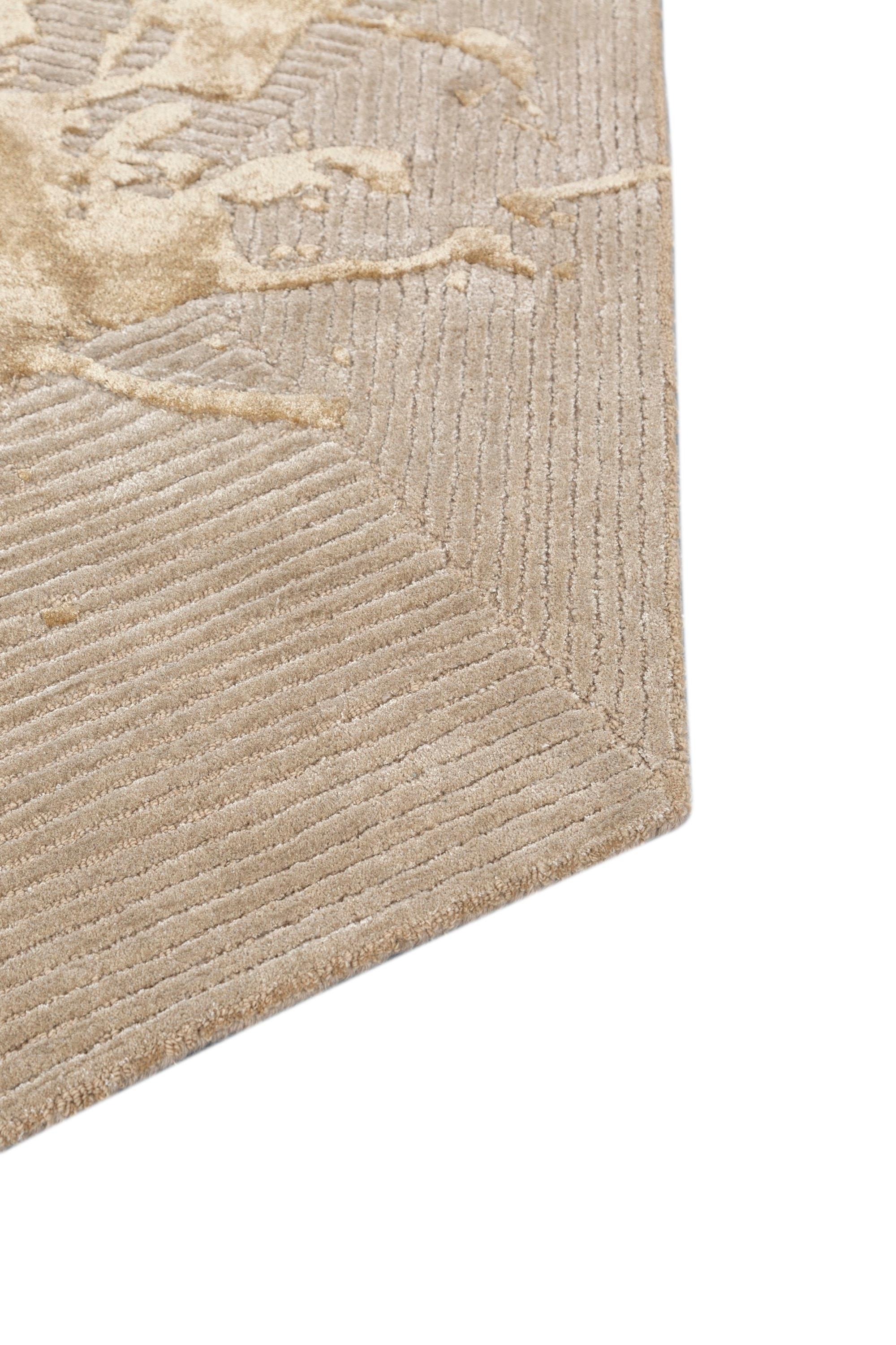 Jaipur Teppiche 4x6 Füße Hand getuftet Teppich Wolle und Viskose Modern Gold Teppich (Moderne) im Angebot