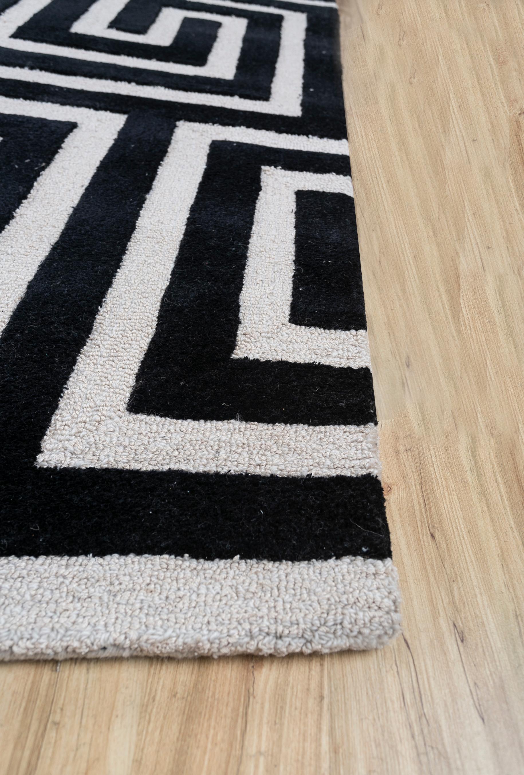 Moderne Jaipur Rugs 4x6 Feet Tapis tufté à la main Laine et Viscose moderne Tapis Ivoire en vente