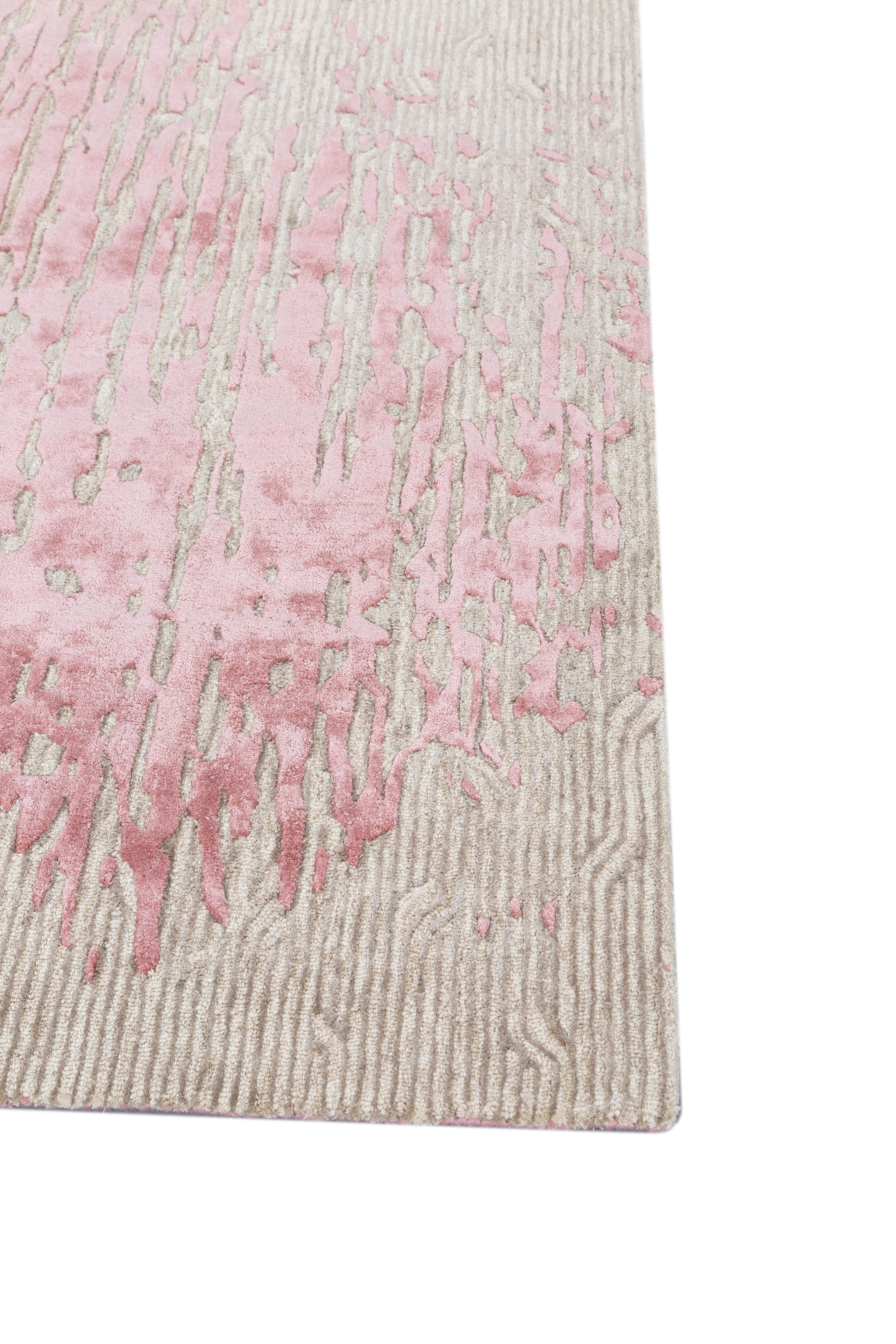 Jaipur Teppiche 4x6 Füße Hand getuftet Teppich Wolle und Viskose Modern Rosa und Lila (Moderne) im Angebot