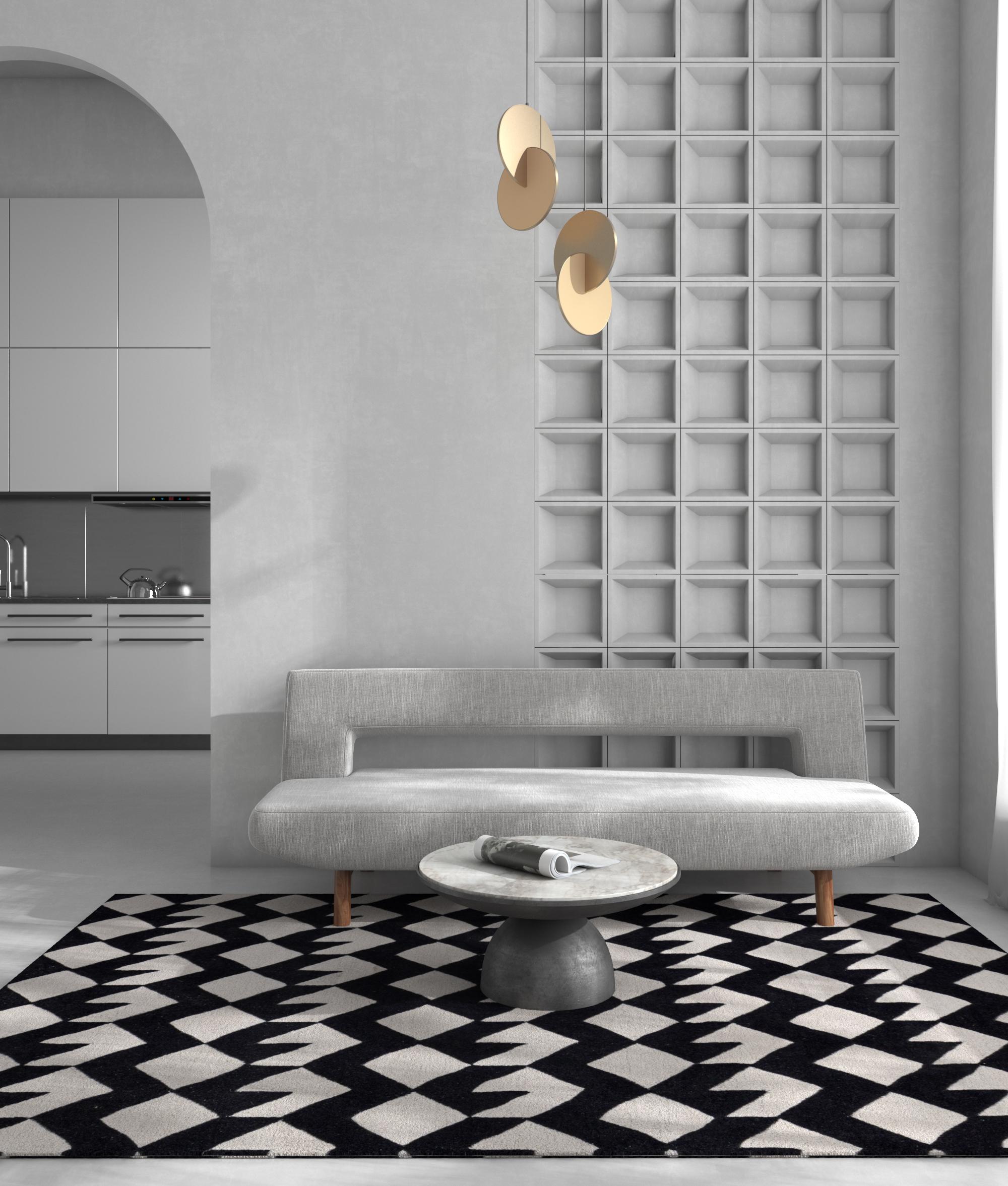 Jaipur Rugs La collezione Adrift è un'audace esplorazione dei contrasti, in cui i sorprendenti disegni in bianco e nero costituiscono la base di ogni pezzo. Questi elementi monocromatici creano una dichiarazione forte e senza tempo, mentre i vivaci