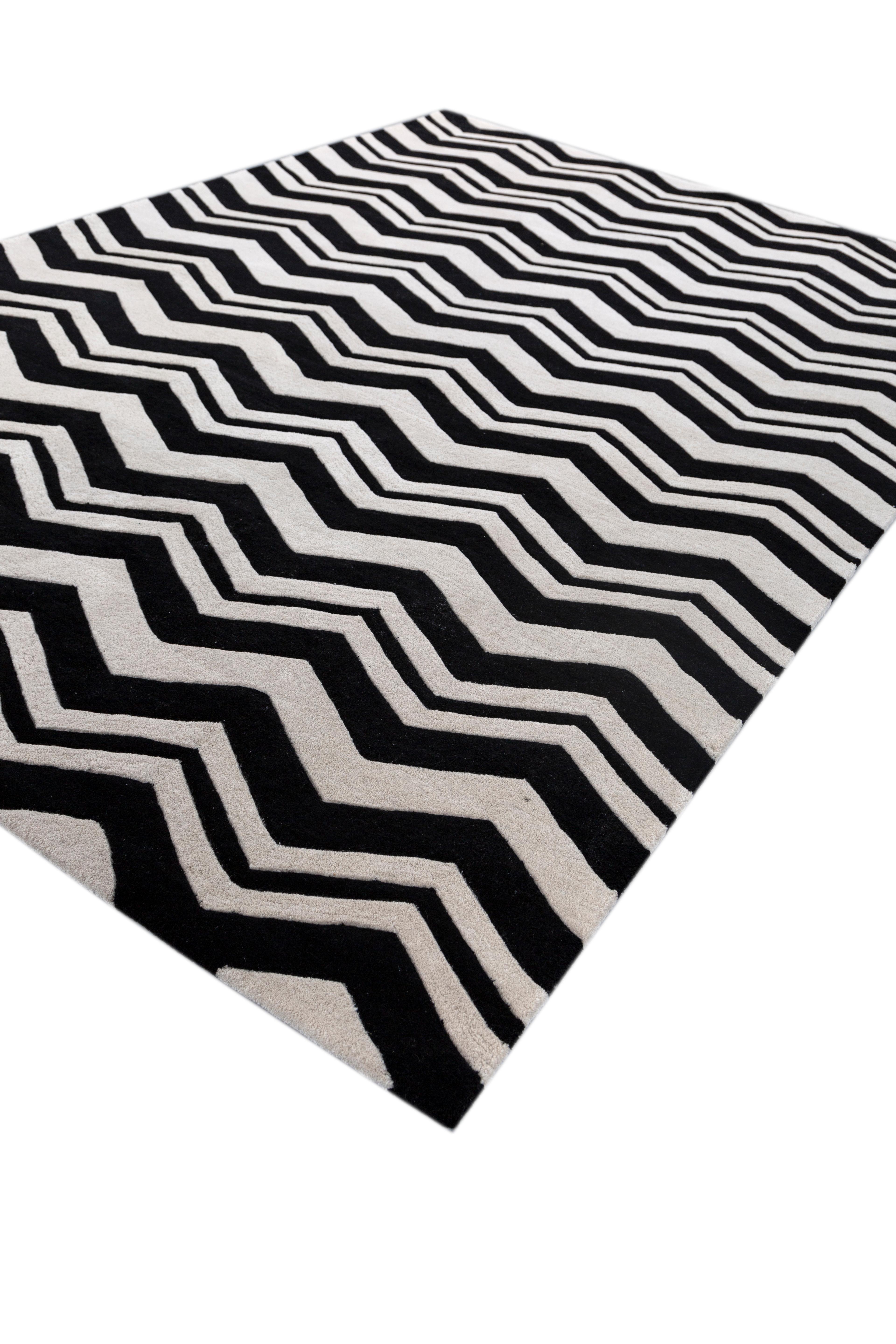 Jaipur Teppiche 4x6 Füße Hand getuftet Teppich Wolle Moderne Elfenbein Teppich (Handgefertigt) im Angebot