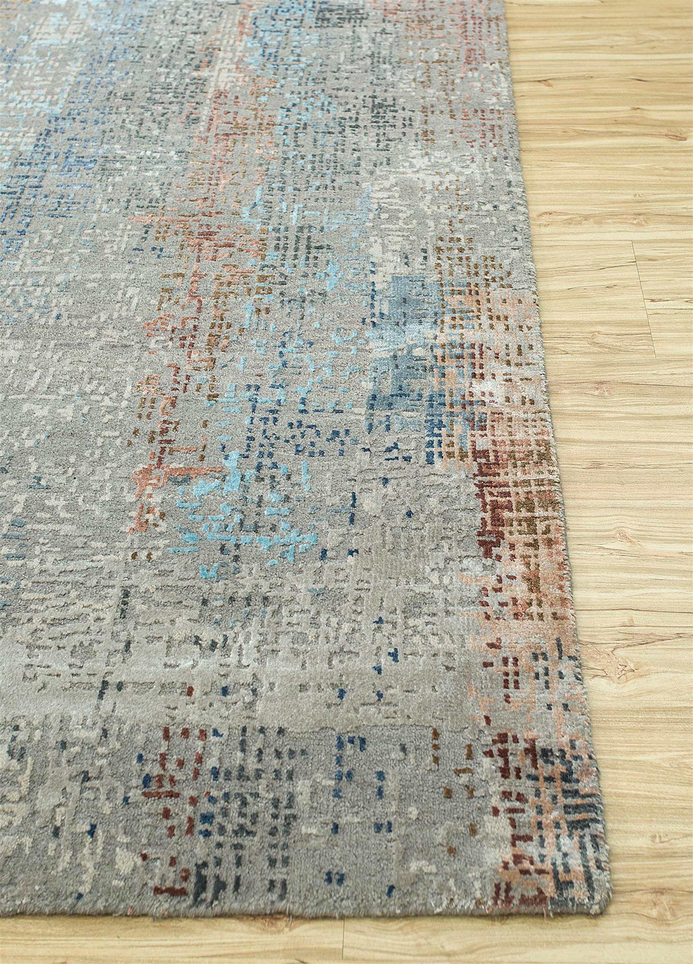 Moderne Jaipur Rugs 4x6 Ft Hand Knots Rugs Laine et soie de bambou gris et noir moderne en vente