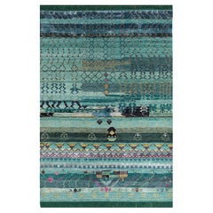 Jaipur Rugs 5'6x8 Feet Hand Knotted Carpet Wool And Bamboo Silk Green Modern Rug