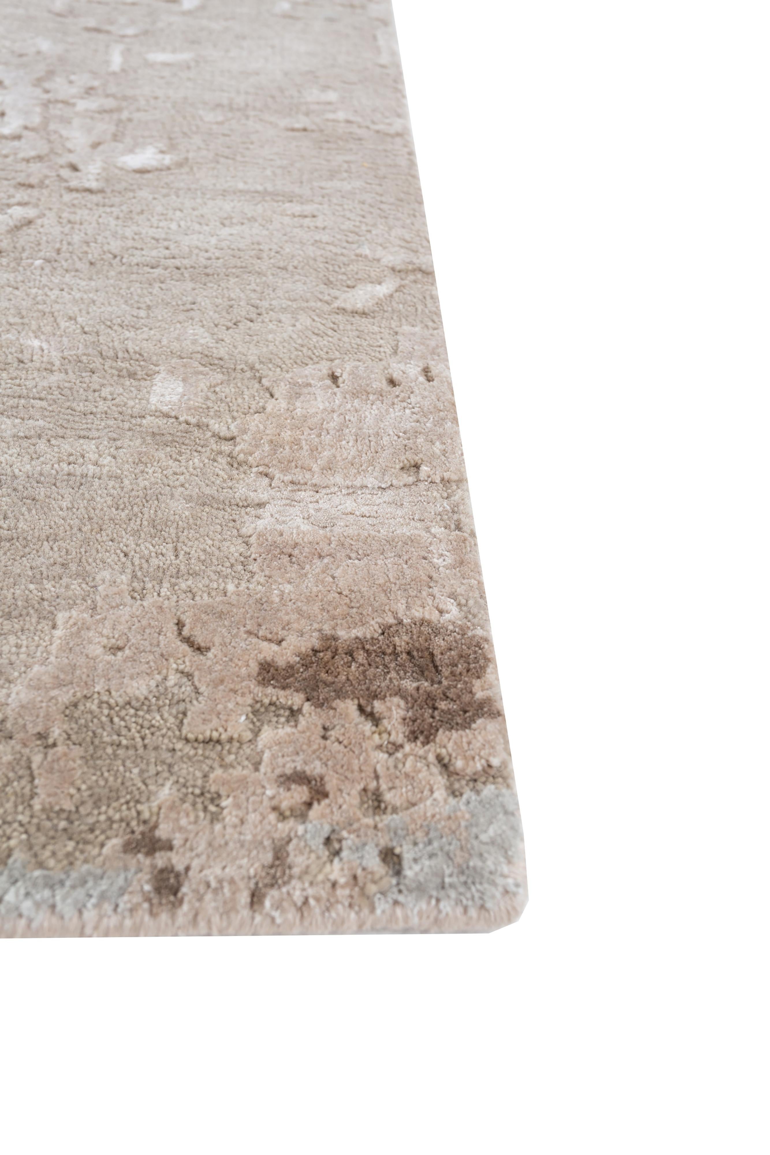 Jaipur Rugs 5'6x8 Hand geknüpft Teppich Wolle und Bambus Seide Elfenbein Modern Abstrakt (Moderne) im Angebot