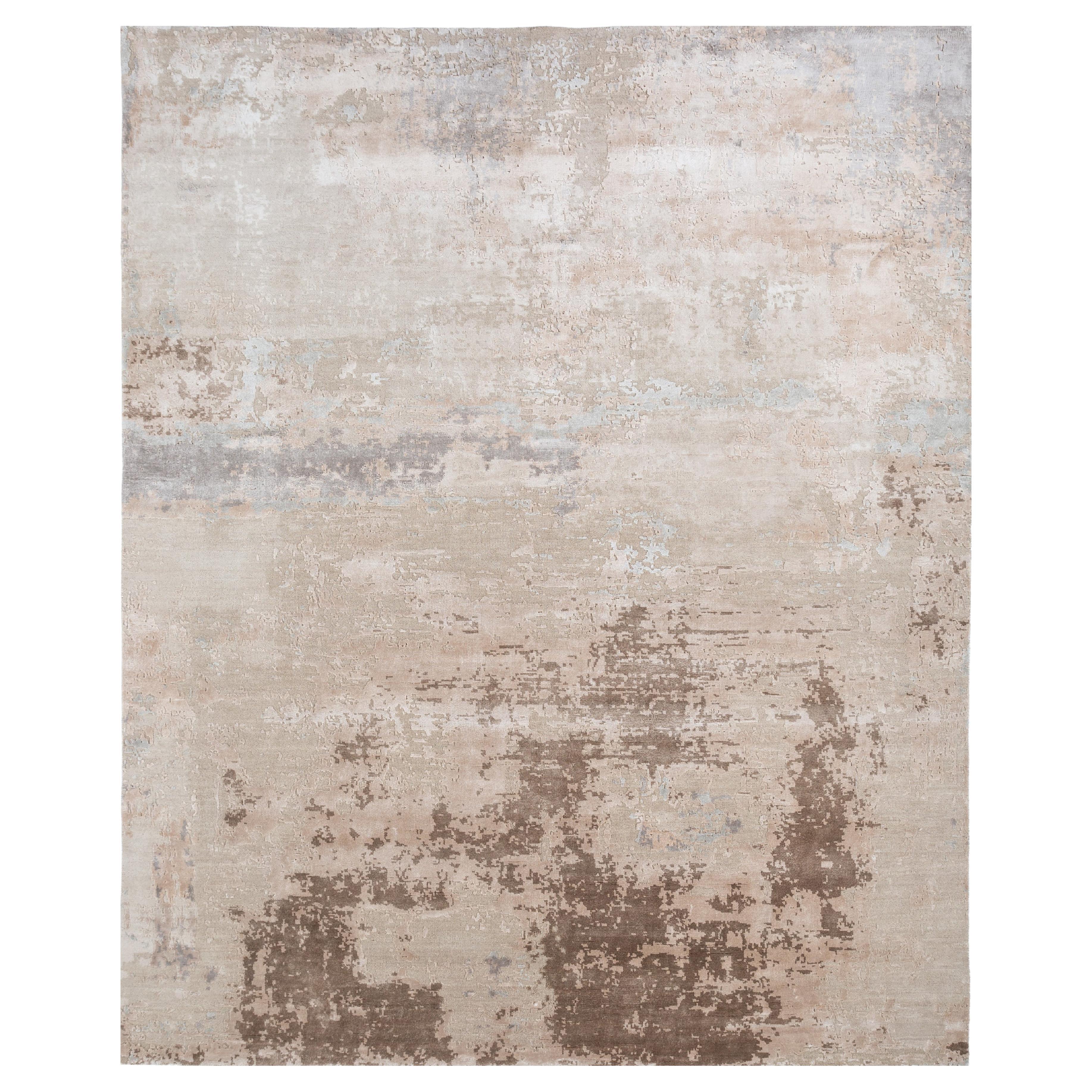 Jaipur Rugs 5'6x8 Tappeto annodato a mano in lana e seta di bambù, avorio, moderno e astratto