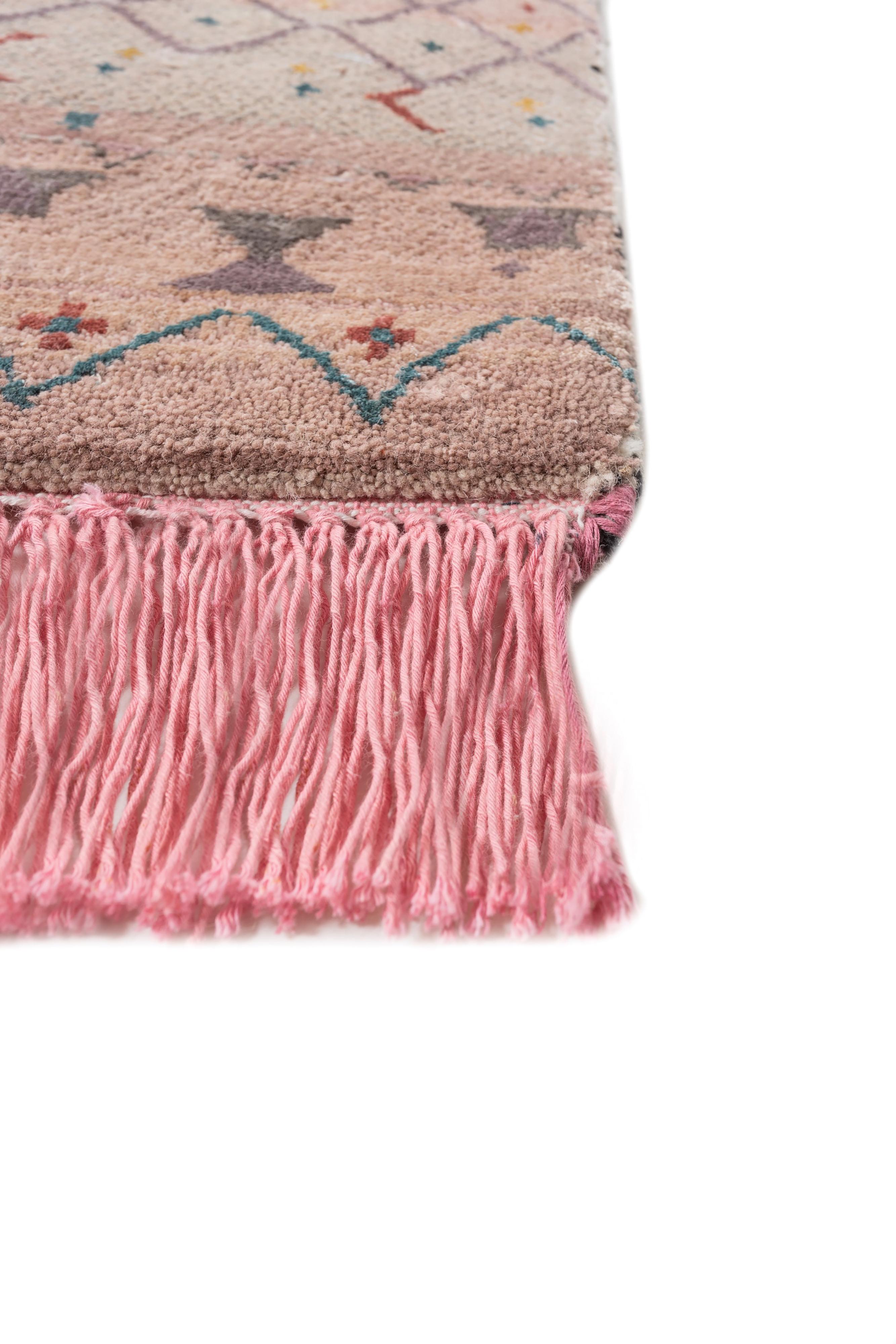 Moderno Tappeto Jaipur Rugs 5x8 piedi annodato a mano in lana e seta di bambù rosa e viola in vendita