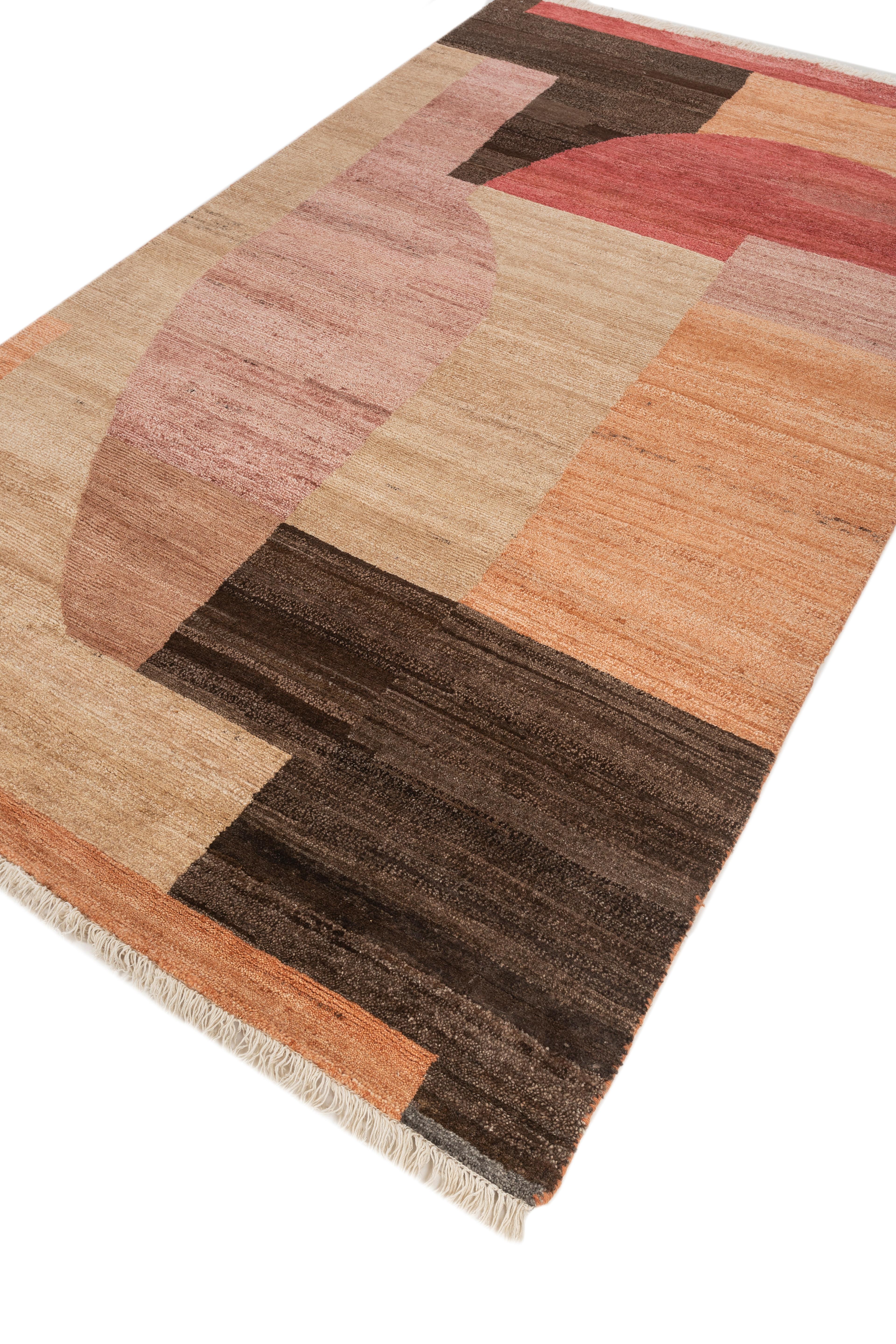 Jaipur Rugs 5X8 Pies Alfombra De Lana Anudada A Mano Alfombra Moderna Beige Y Marrón Moderno en venta