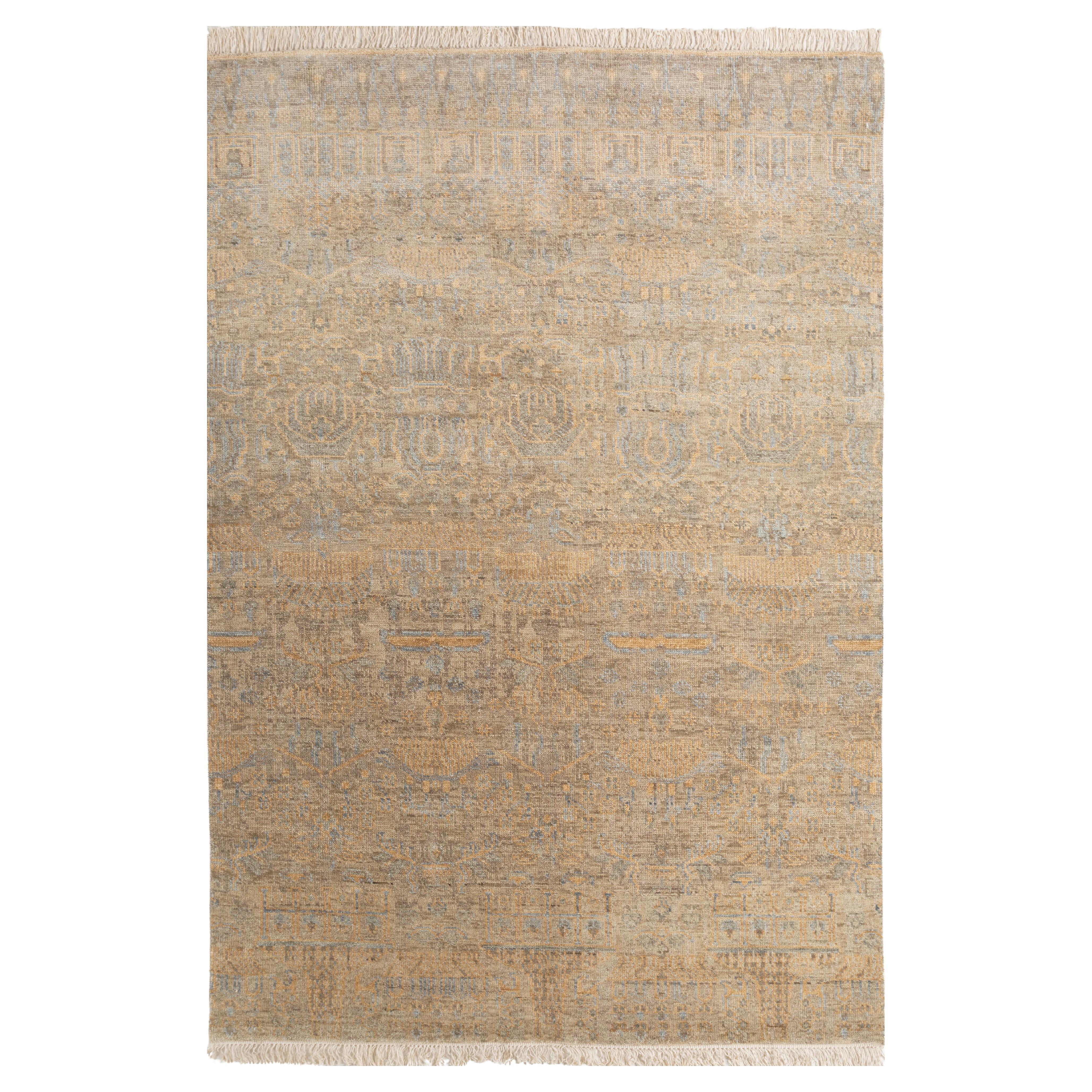 Jaipur Rugs 5x8 Piedi Tappeto annodato a mano in lana moderno beige e marrone