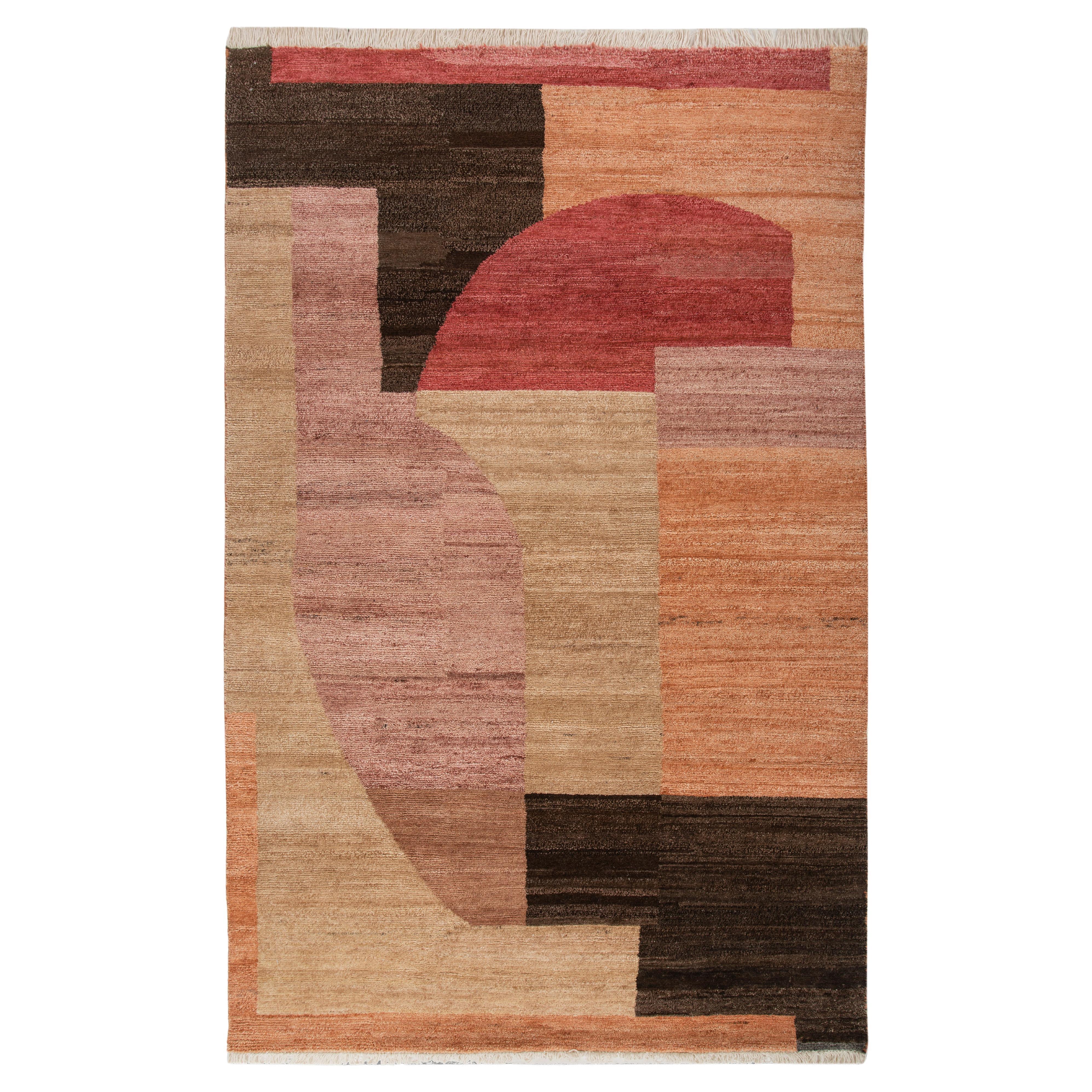 Jaipur Rugs 5X8 Feet Tapis noué à la main en laine moderne beige et marron