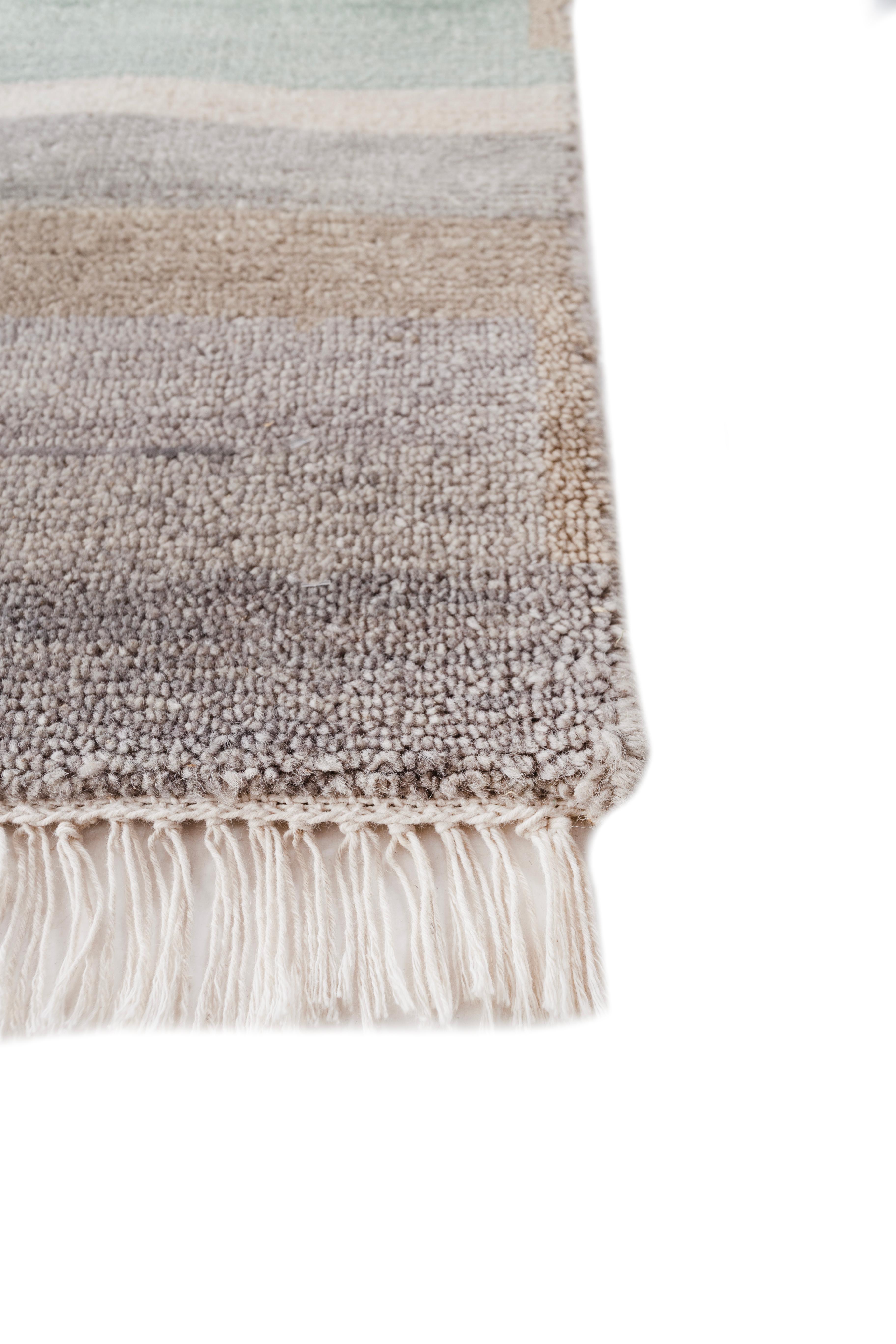 Jaipur Rugs 5x8 Feet Hand geknüpft Teppich Wolle Modern Blau Teppich (Moderne) im Angebot