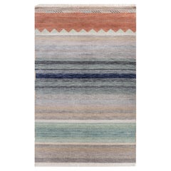 Jaipur Rugs 5x8 pieds Tapis en laine noué à la main Tapis moderne bleu