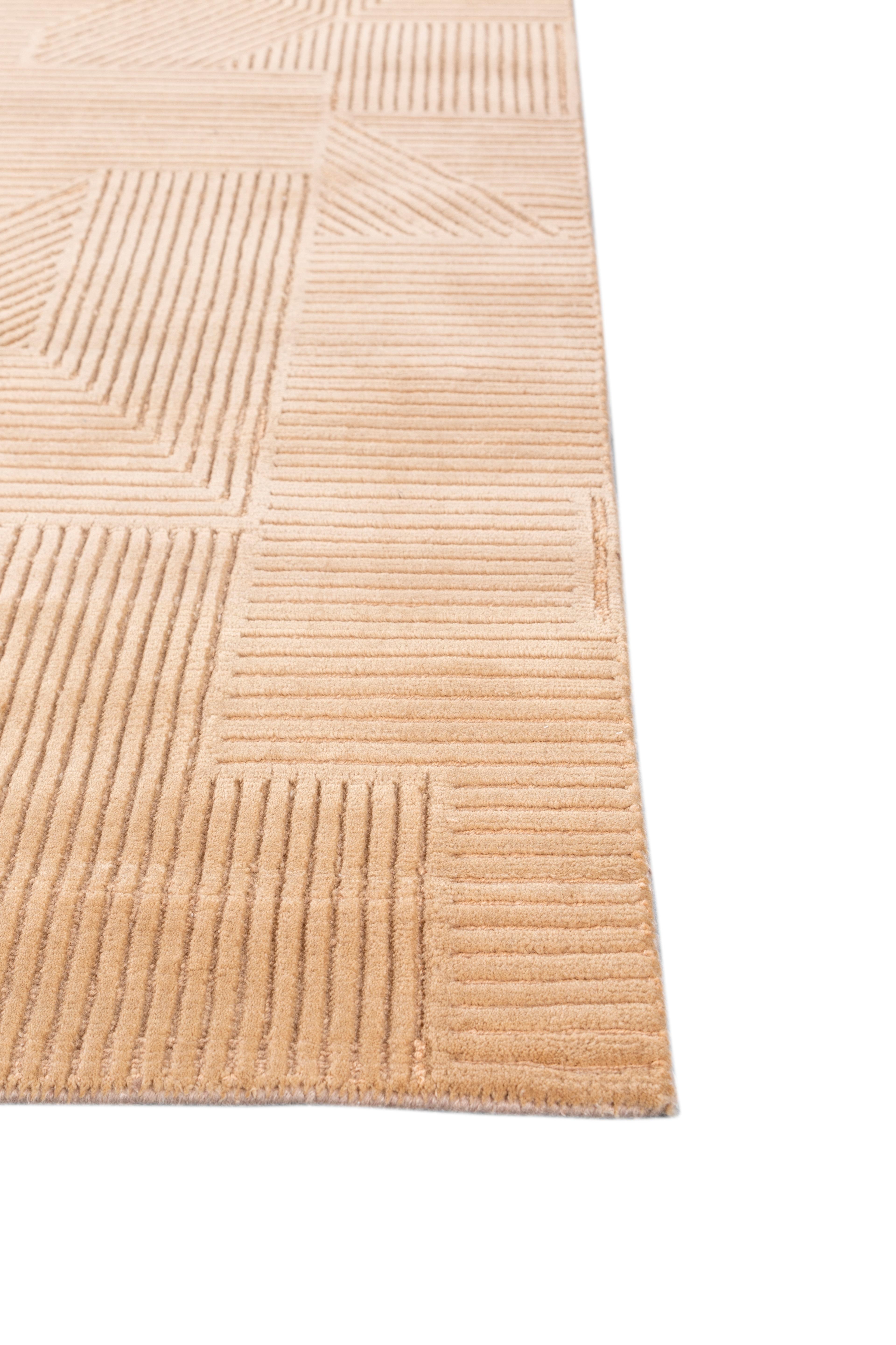 Moderno Tappeto Jaipur Rugs 5x8 Piedi Annodato a mano Tappeto in lana moderno Oro in vendita