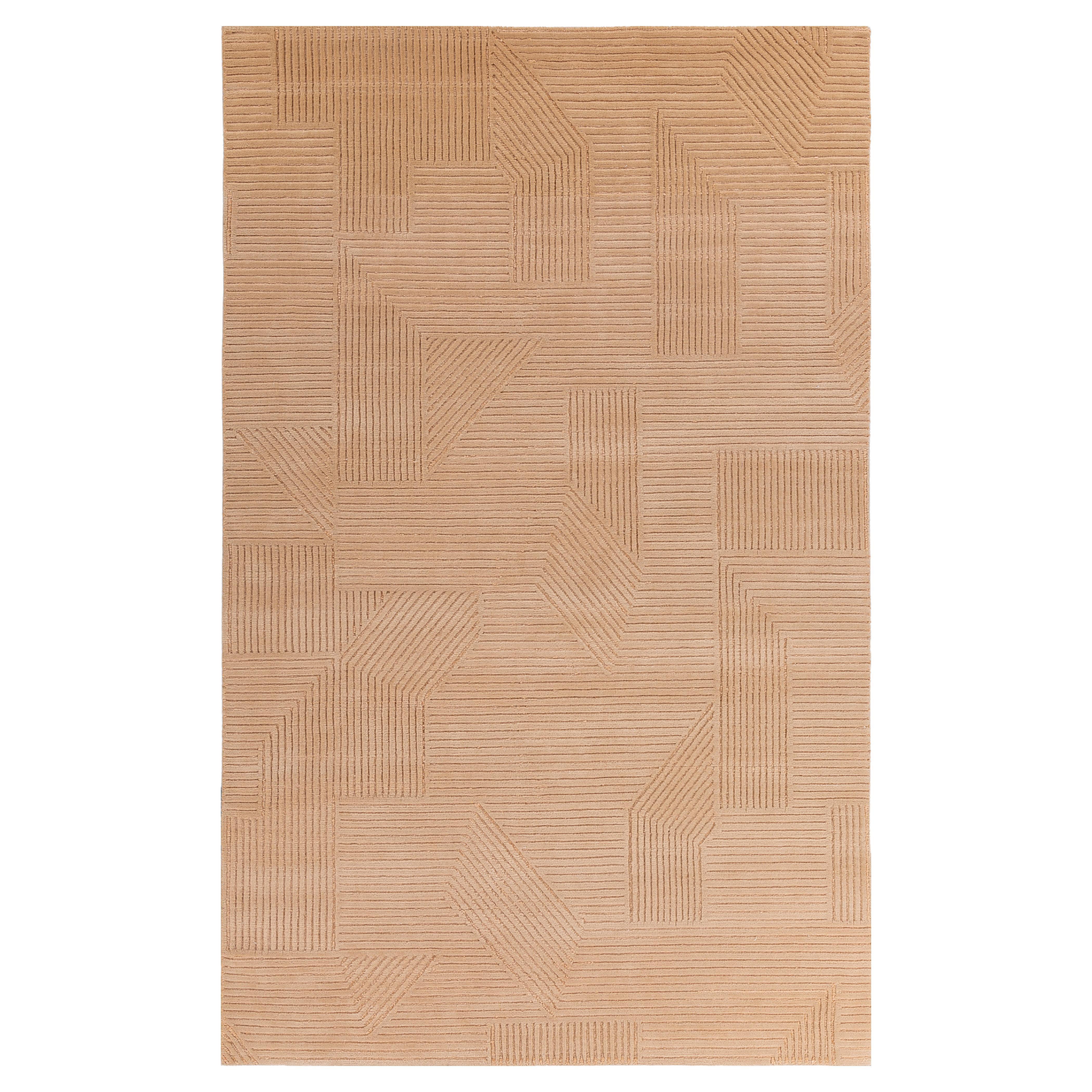Tappeto Jaipur Rugs 5x8 Piedi Annodato a mano Tappeto in lana moderno Oro