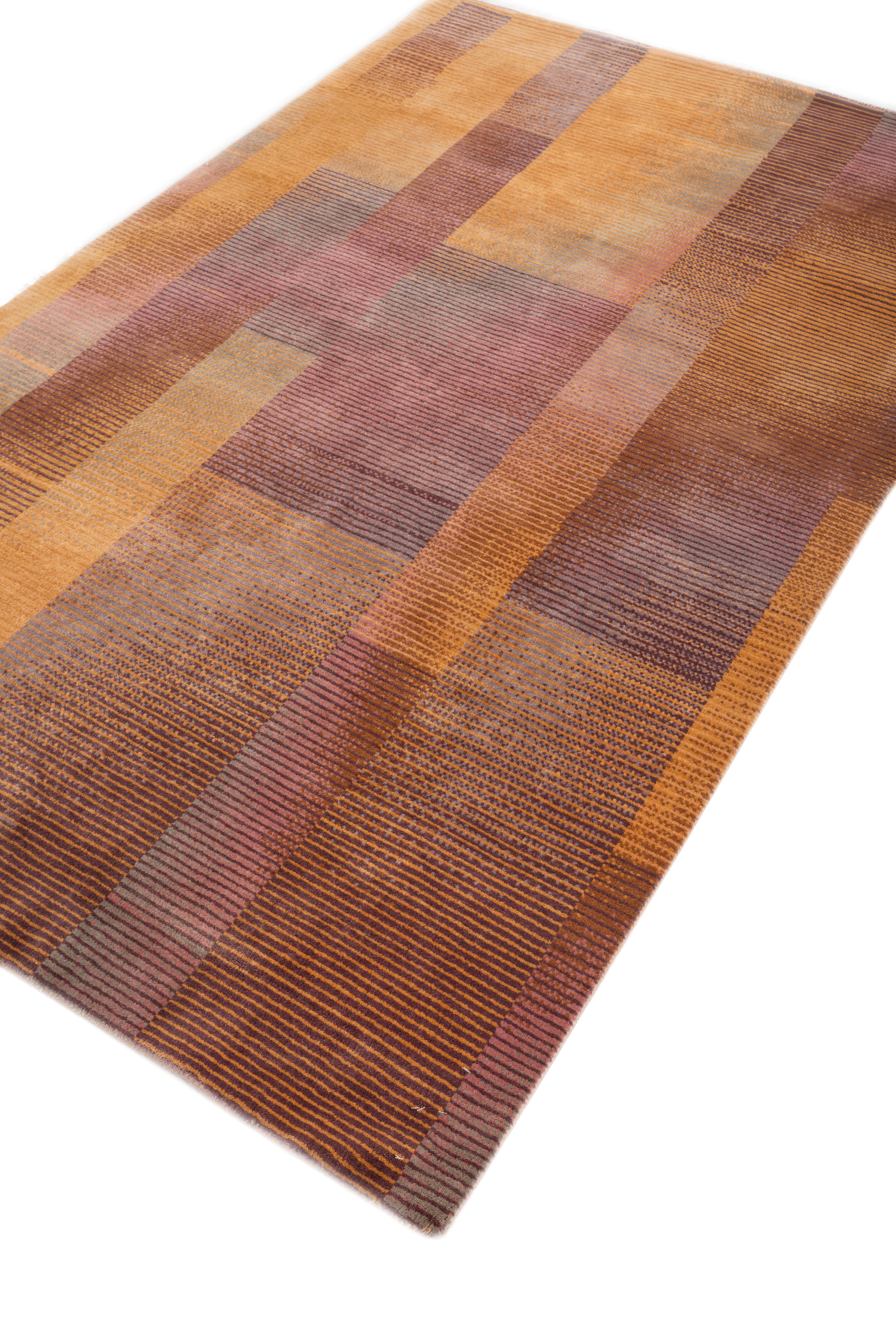 Indiano Tappeto Jaipur Rugs 5x8 piedi annodato a mano in lana moderno rosso e arancione in vendita