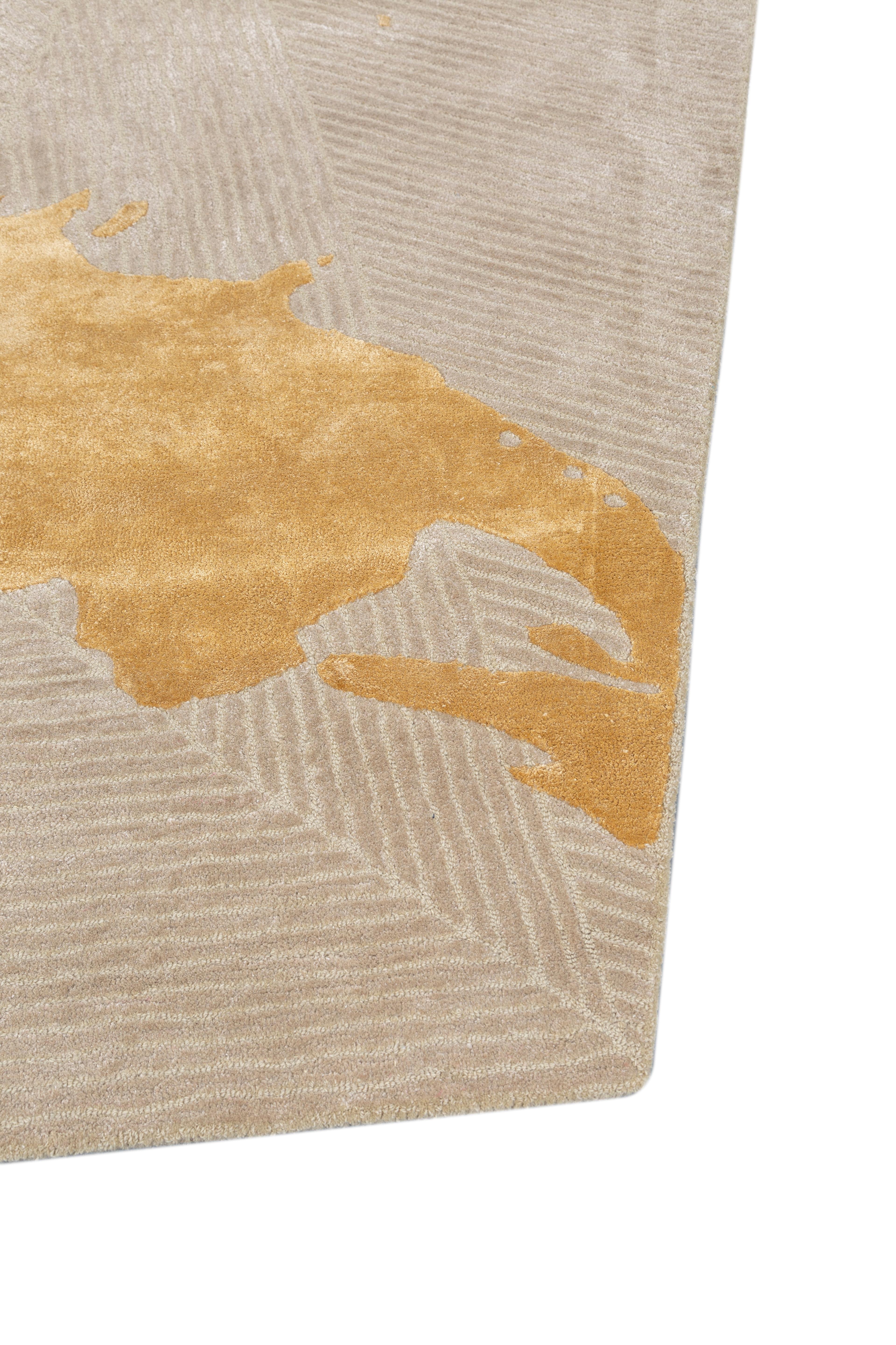 Jaipur Teppiche 5x8 Füße Hand getuftet Teppich Wolle und Viskose Modern Gold Teppich (Moderne) im Angebot