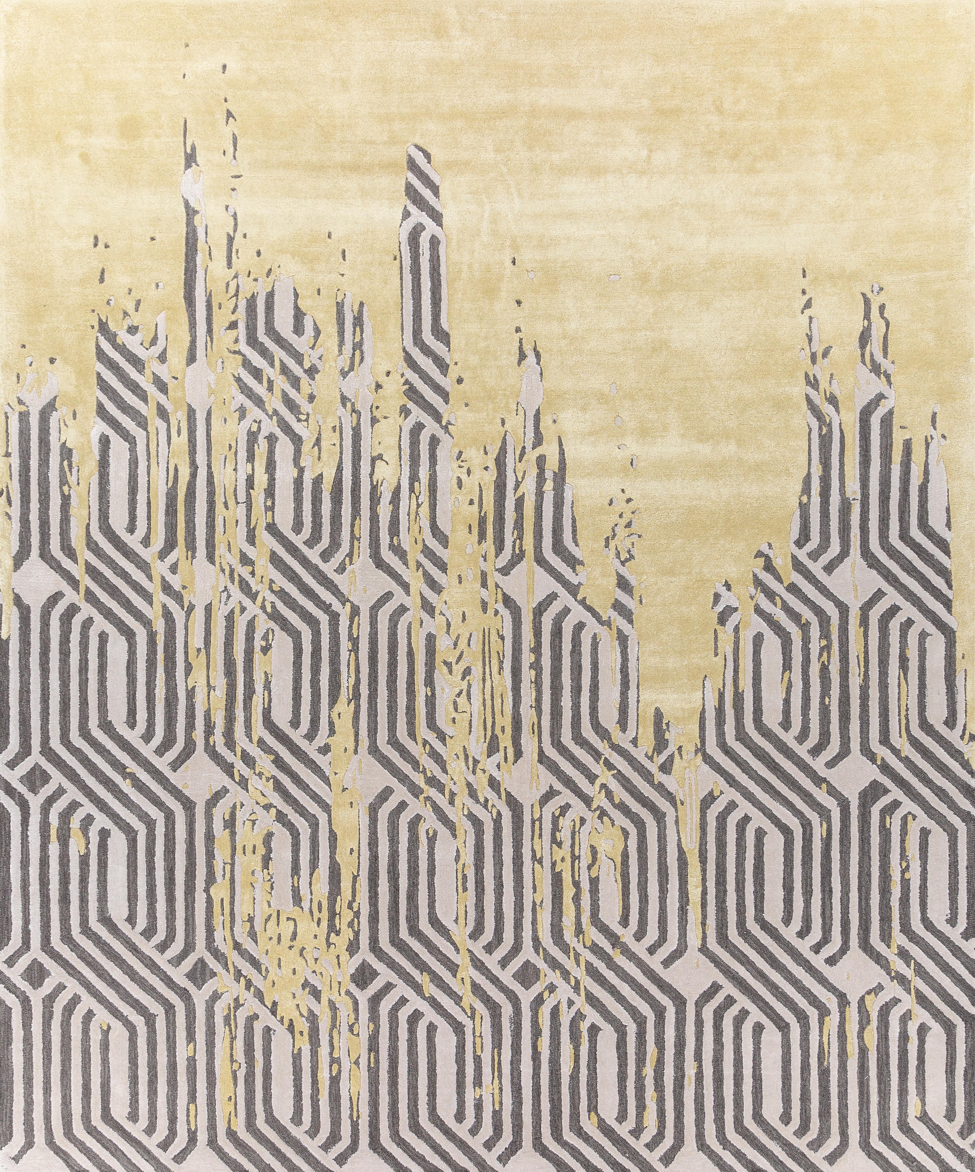 Jaipur Teppiche 5x8 Füße Hand getuftet Teppich Wolle und Viskose Modern Gold Teppich