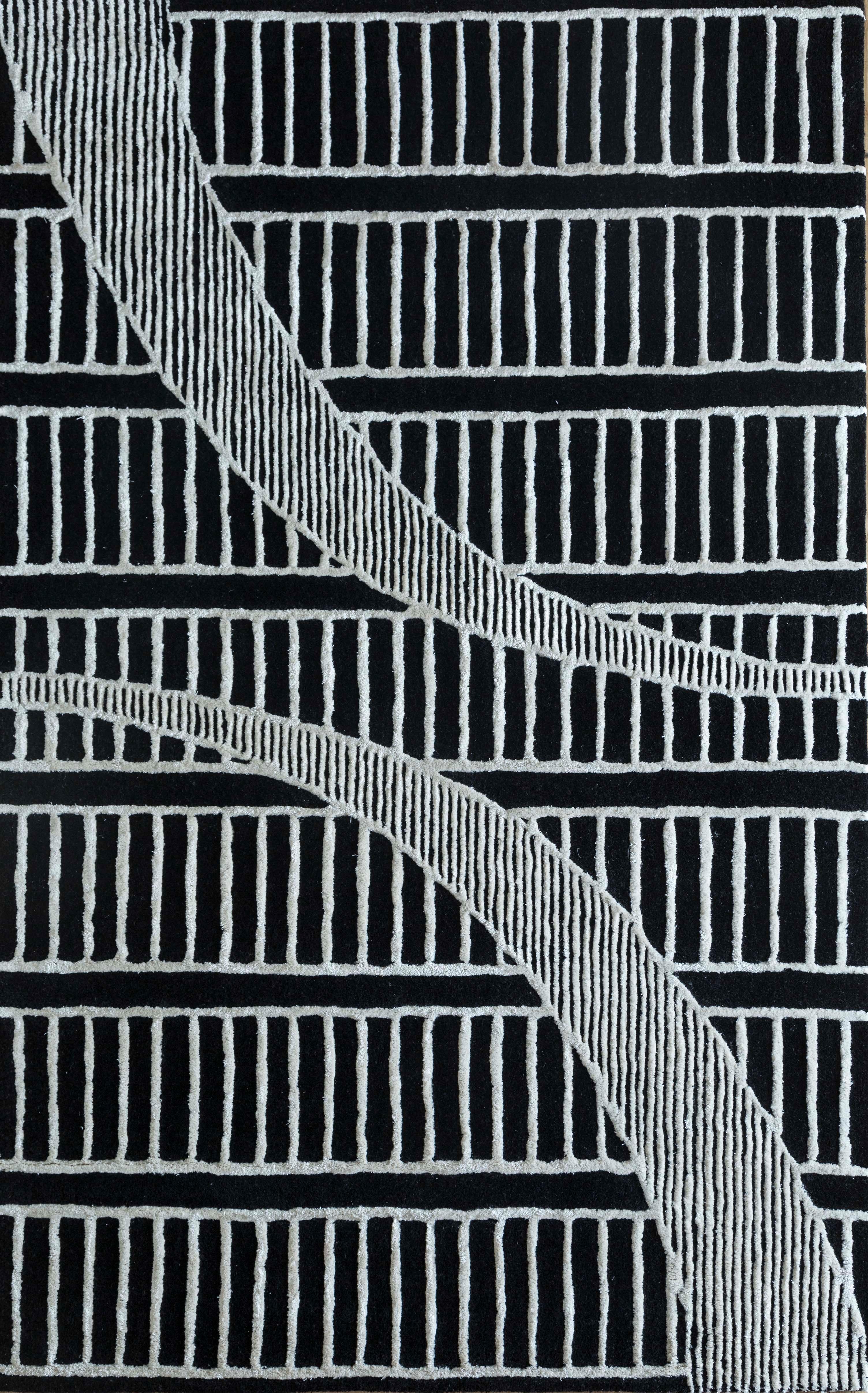 Jaipur Rugs 5x8 Feet Hand getuftet Teppich Wolle und Viskose moderne Grau & Schwarz Teppich