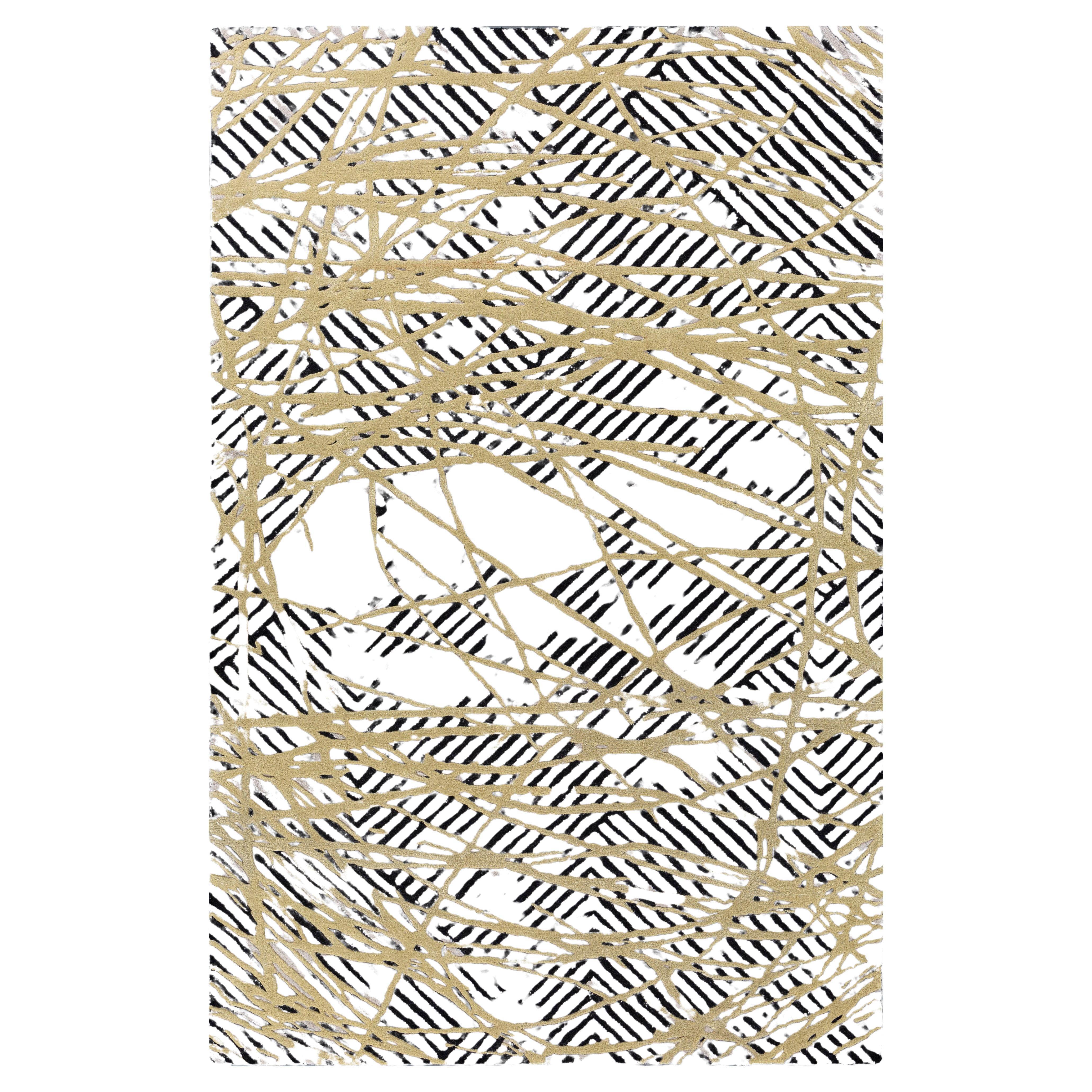 Tappeto Jaipur Rugs 5x8 Piedi Tappeto di Lana e Viscosa Tatuato a Mano Moderno Grigio e Nero