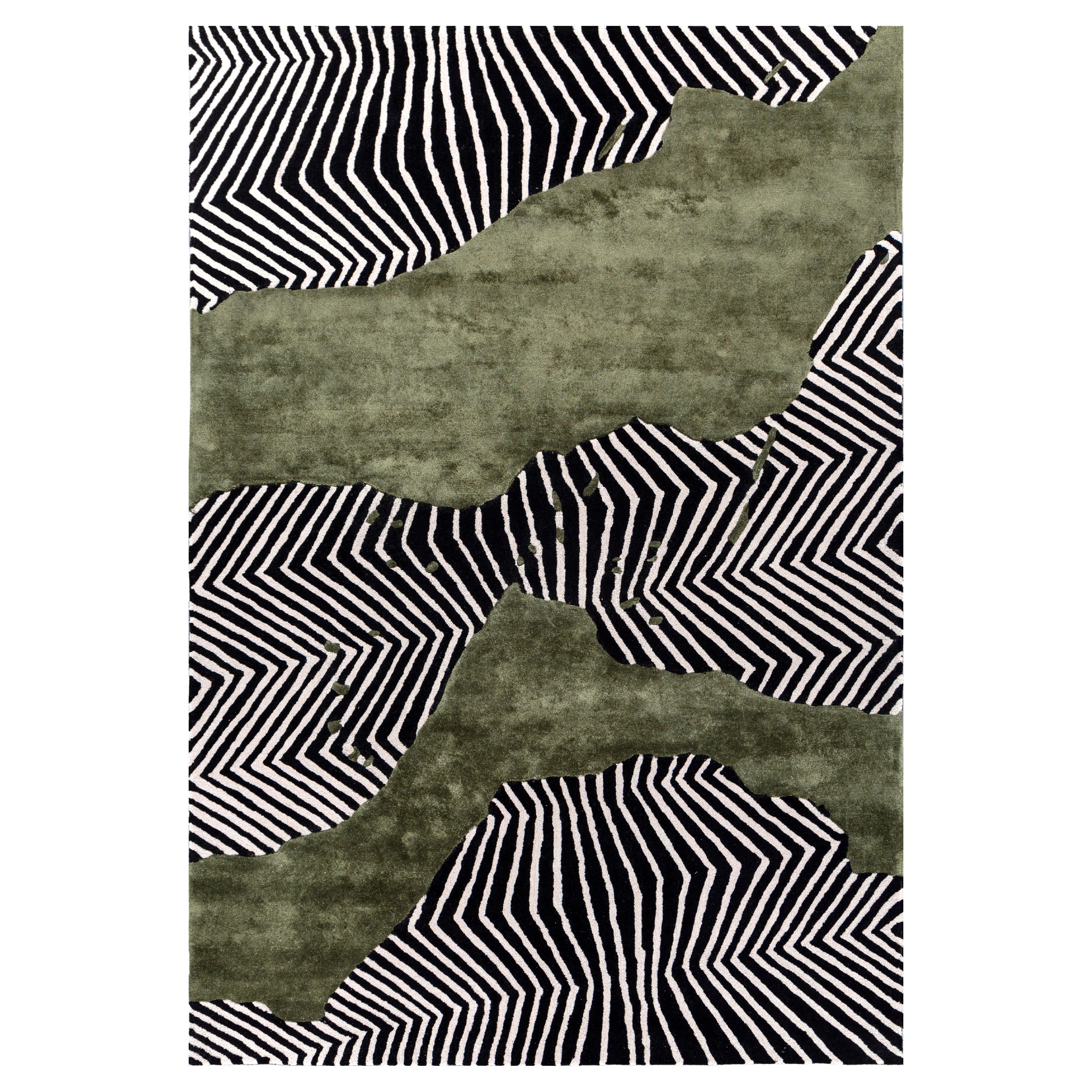 Jaipur Teppiche 5x8 Fuß Hand getuftet Teppich Wolle und Viskose Modern Grau Schwarz Teppich