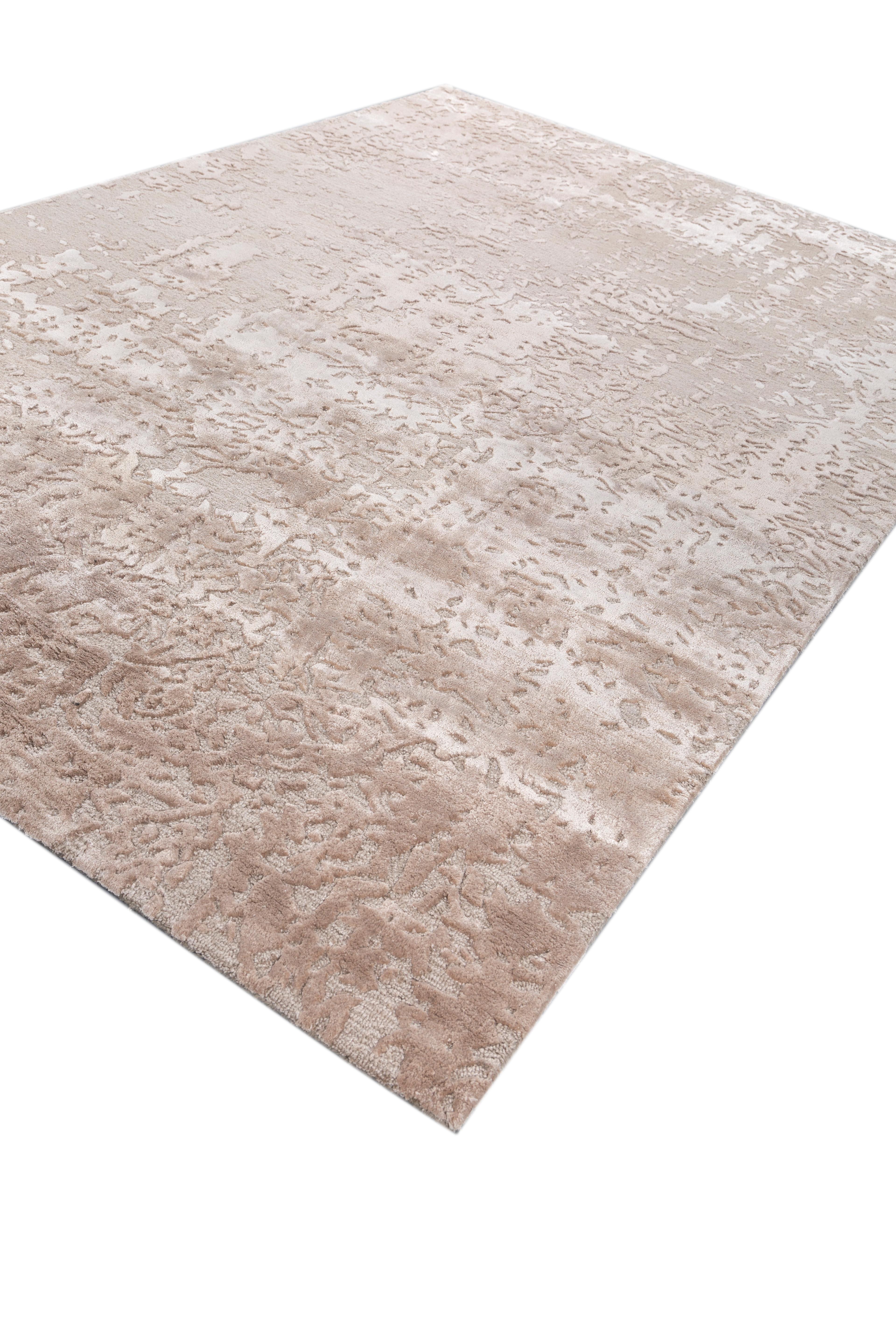 Jaipur Teppiche 5x8 Füße Hand getuftet Teppich Wolle & Viskose Modern Beige & Braun Teppich (Indisch) im Angebot