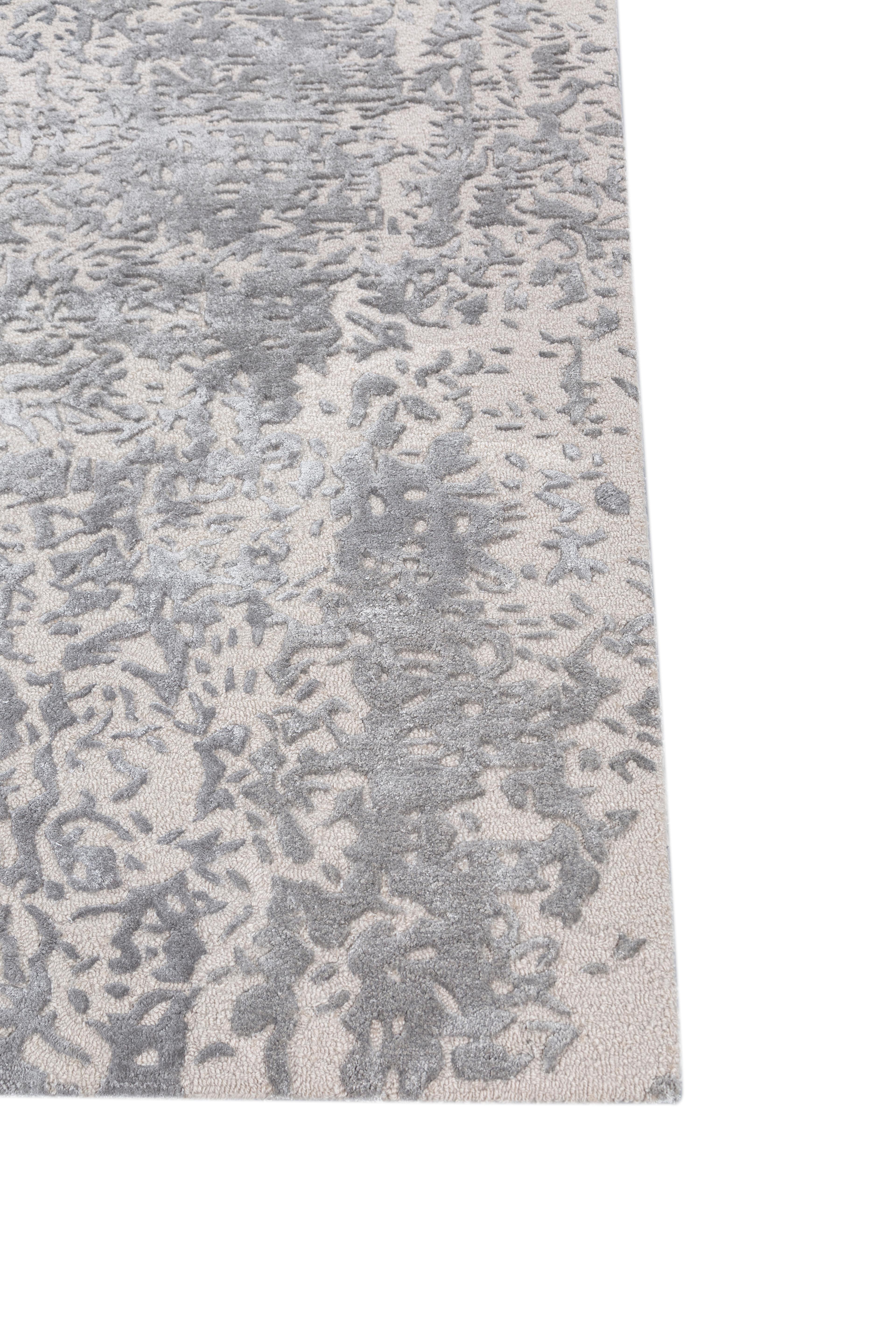Jaipur Teppiche 5x8 Füße Hand getuftet Teppich Wolle & Viskose Moderne Elfenbein Teppich (Indisch) im Angebot