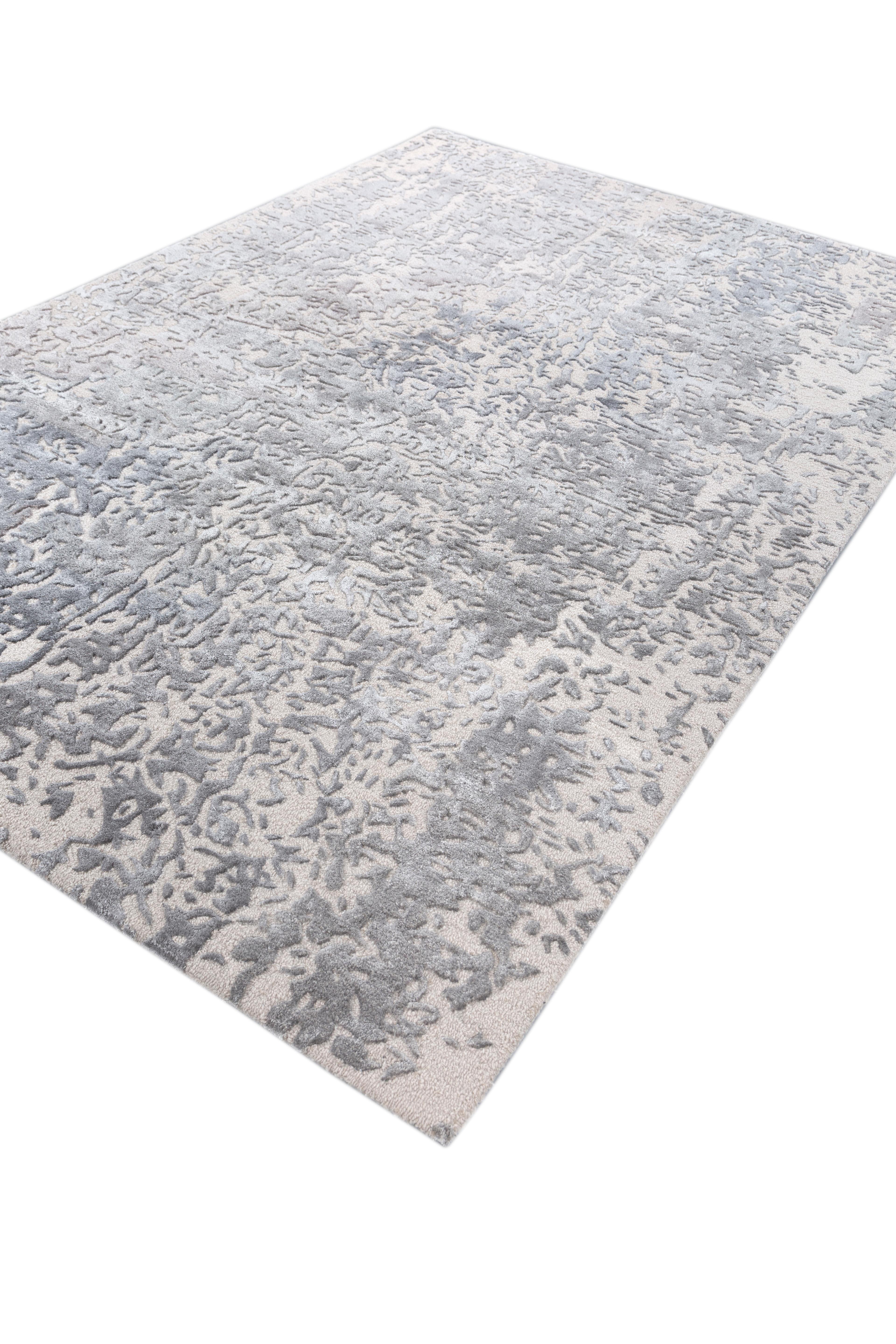 Jaipur Teppiche 5x8 Füße Hand getuftet Teppich Wolle & Viskose Moderne Elfenbein Teppich (Handgefertigt) im Angebot