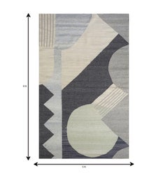 Jaipur Rugs 5x8 Ft Rug Geometric White Wool & Viscose Handmade Dhurrie Carpet