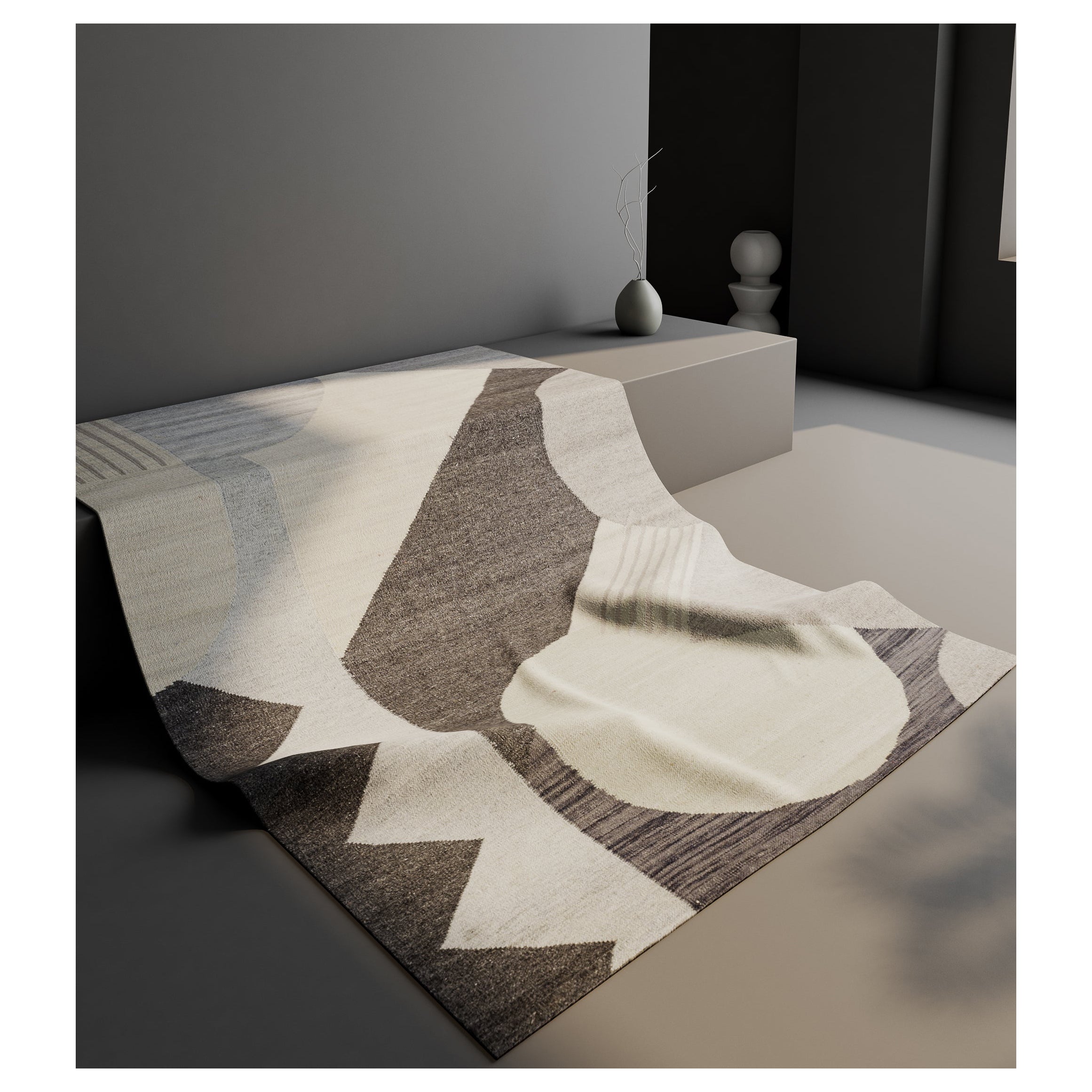 Tappeto Jaipur Rugs 5x8 Ft Tappeto geometrico in lana e viscosa bianco fatto a mano Dhurrie