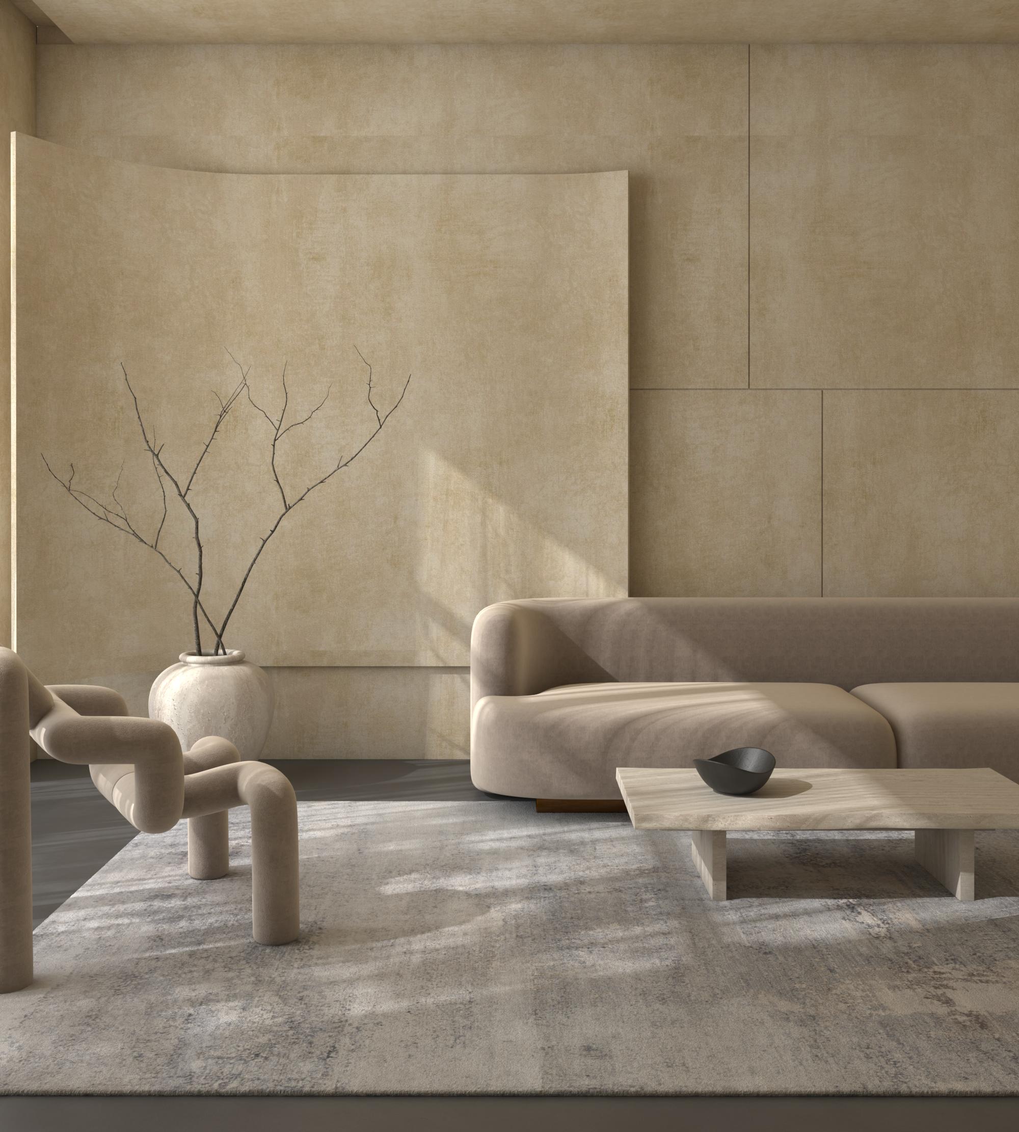 Vous êtes-vous déjà surpris à être intrigué par la danse de la lumière des bougies sur le verre ou par les motifs hypnotiques observés à travers un prisme ? Le tapis moderne s'inspire de ces formes en constante évolution. Recréés à l'aide de