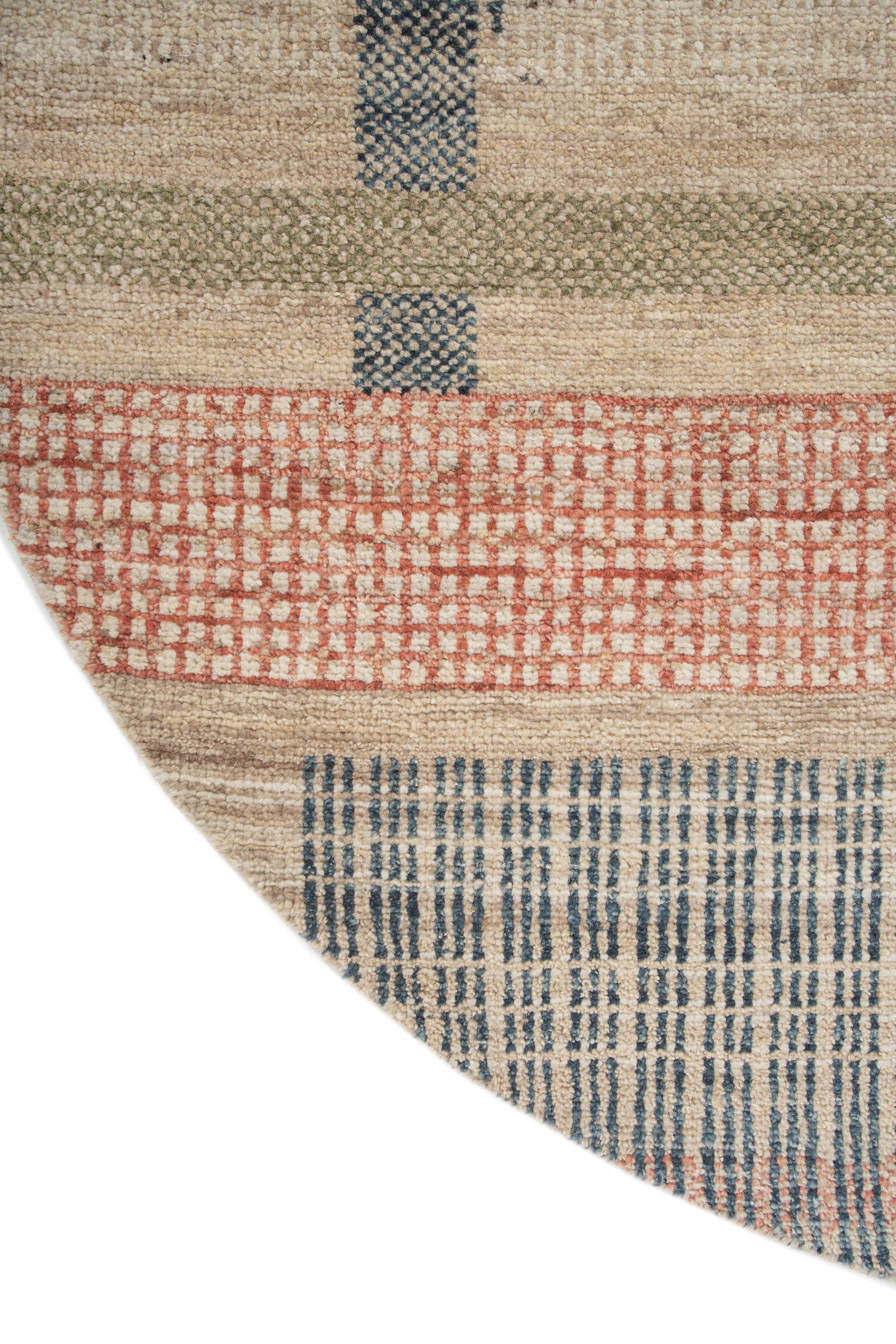 Moderno Jaipur Rugs 6X6 Piedi Tappeto annodato a mano in lana moderno beige e marrone in vendita
