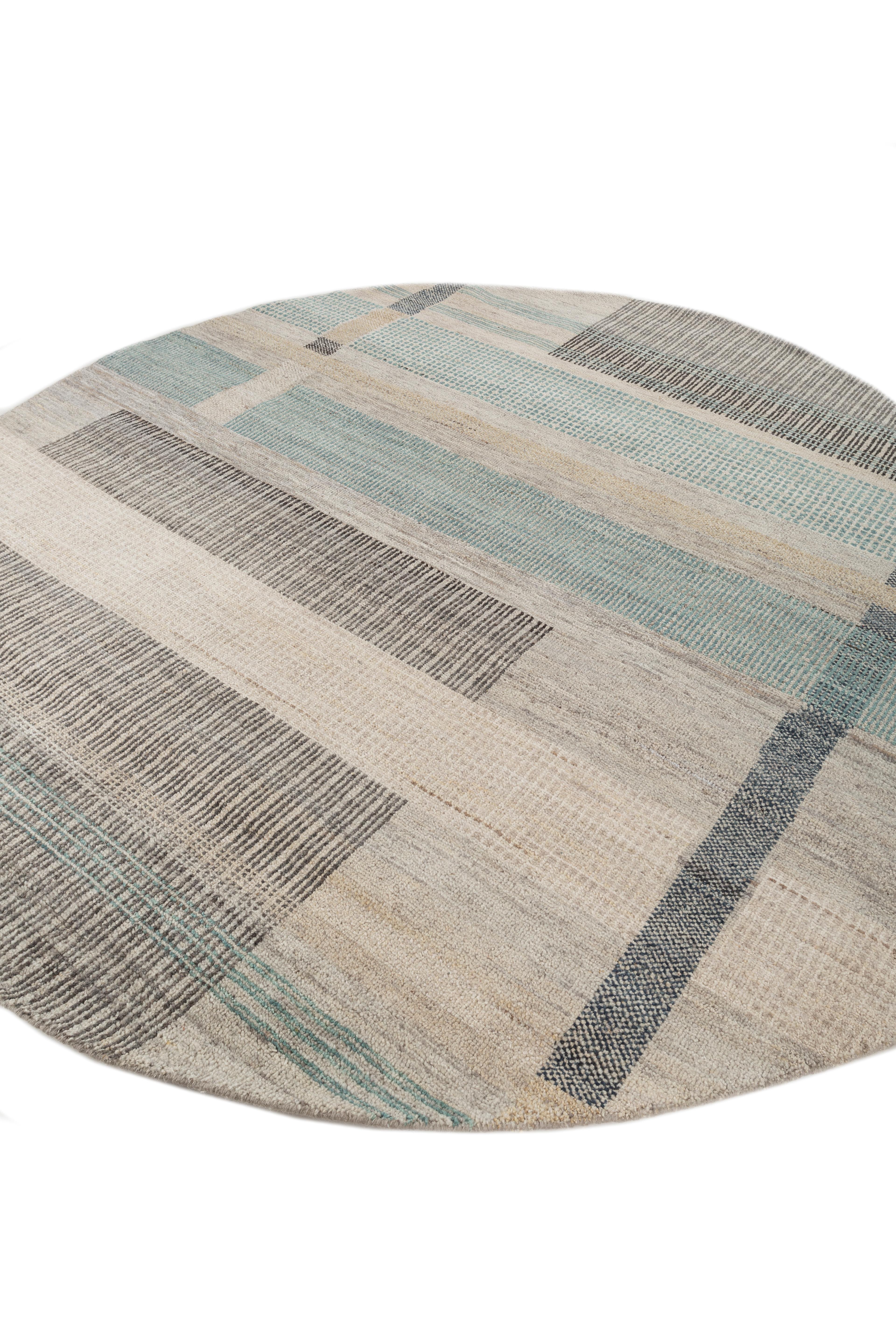 Moderno Jaipur Rugs 6X6 Feet Tappeto annodato a mano in lana blu moderno in vendita