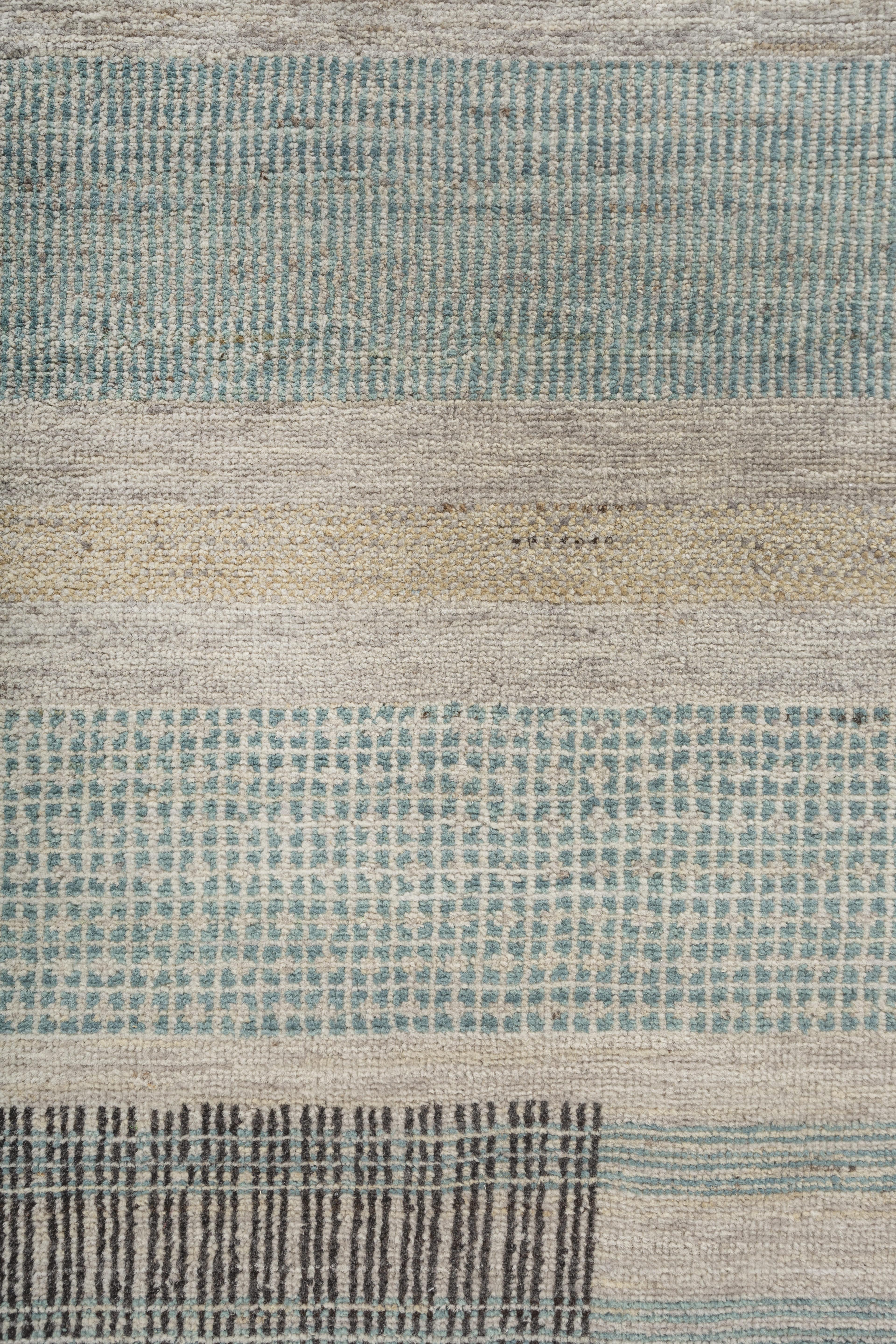 Indiano Jaipur Rugs 6X6 Feet Tappeto annodato a mano in lana blu moderno in vendita