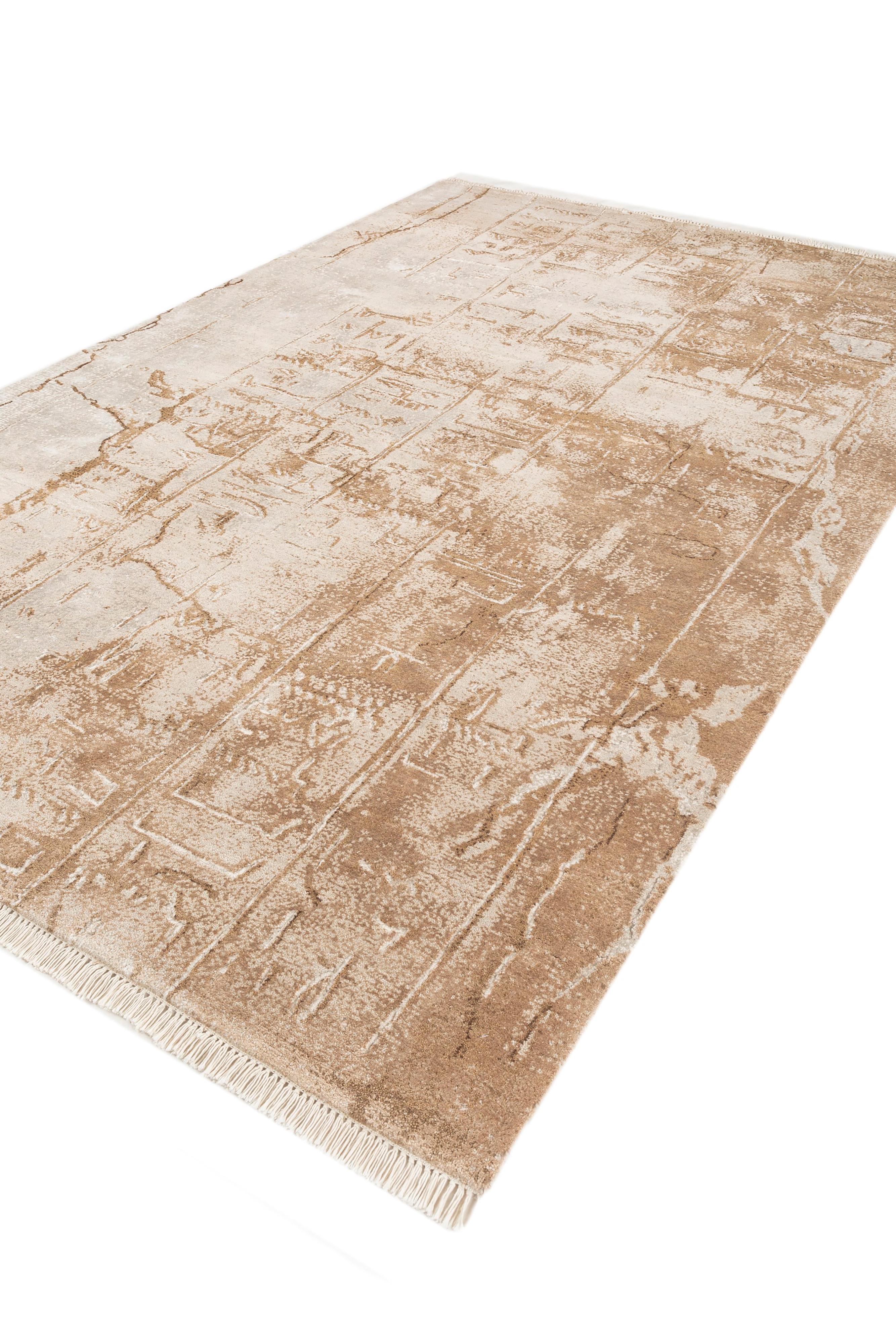 Jaipur Rugs 6X9 Pies Alfombra Anudada a Mano Lana Y Bambú Seda Beige Y  Marrón Indio en venta