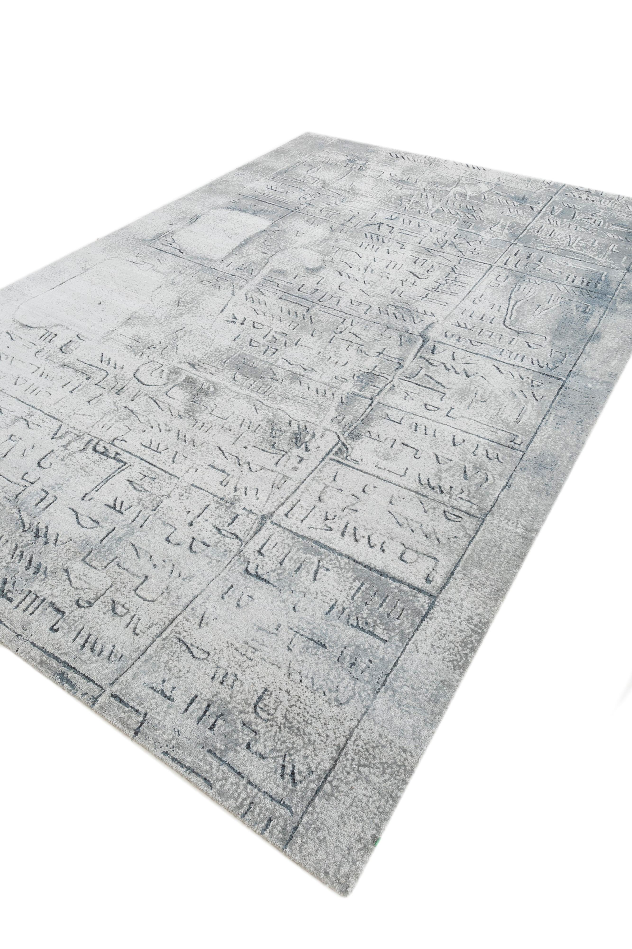 Jaipur Rugs Alfombra anudada a mano de 6X9 pies de lana y seda de bambú Alfombra azul Indio en venta