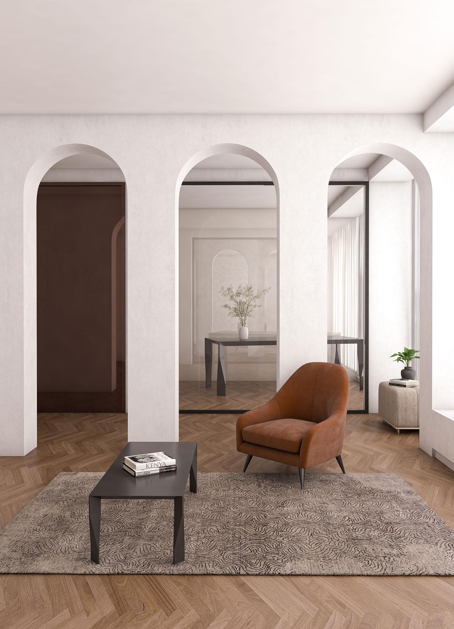 Présentation du tapis moderne  - un chef-d'œuvre noué à la main avec précision dans l'Inde rurale. Fabriqué à partir d'un mélange de laine luxueuse et de soie de bambou, ce tapis noué à la main associe harmonieusement des motifs modernes à un