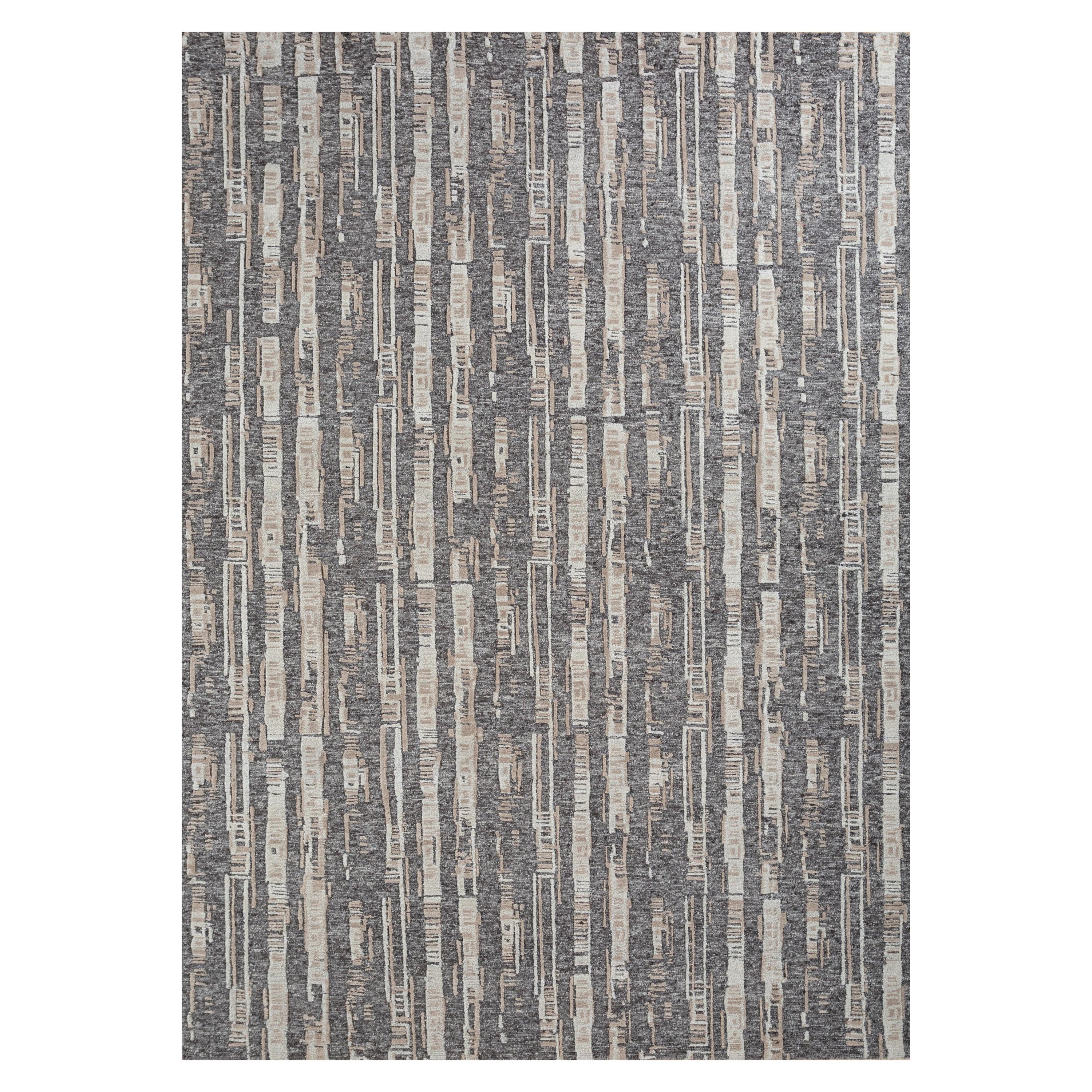 Jaipur Rugs 6X9 Feet Hand Knotted Carpet Wool And Bamboo Silk Grey And Black Rug