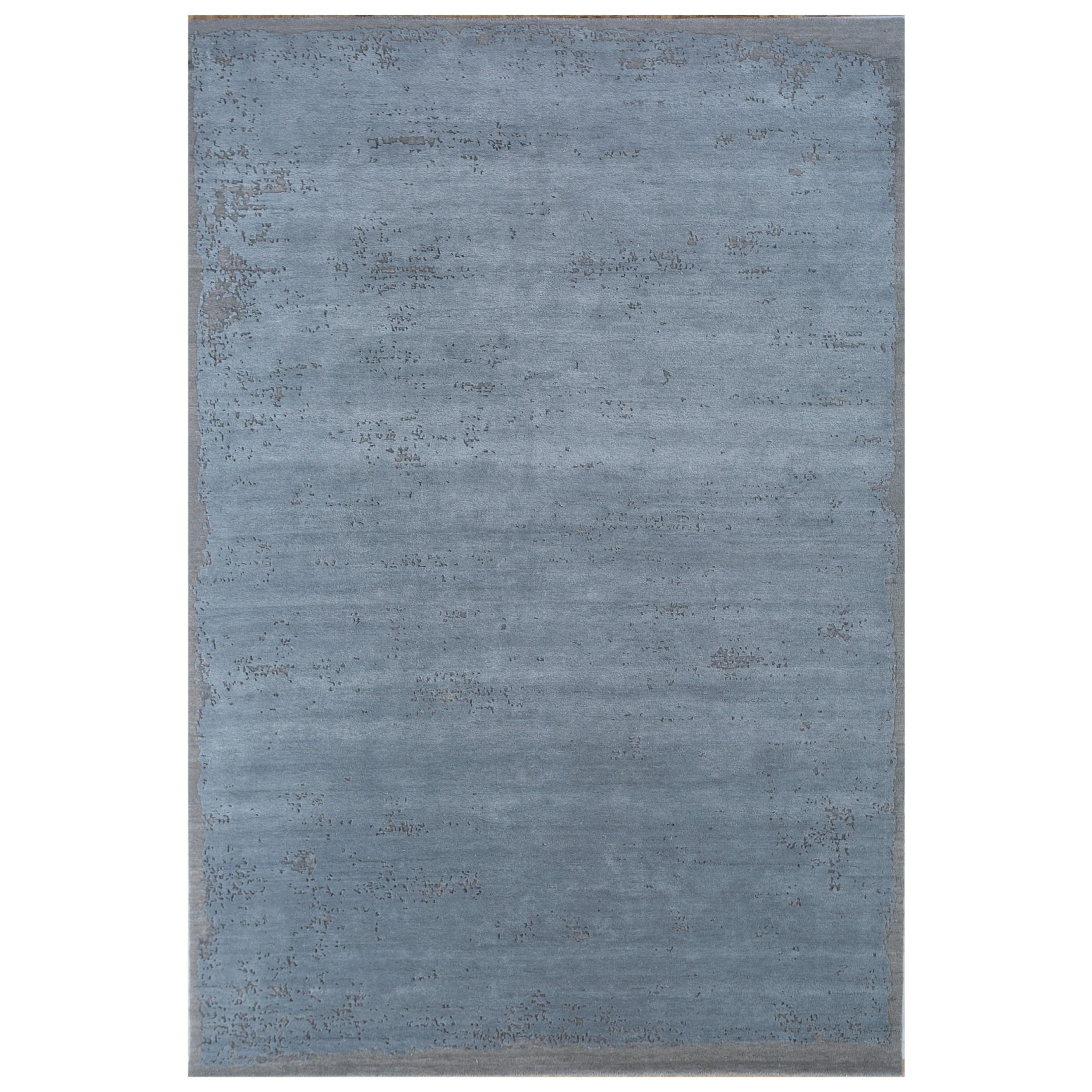 Tapis noué à la main Horizon bleu ciel et bois de frêne 180X270 cm