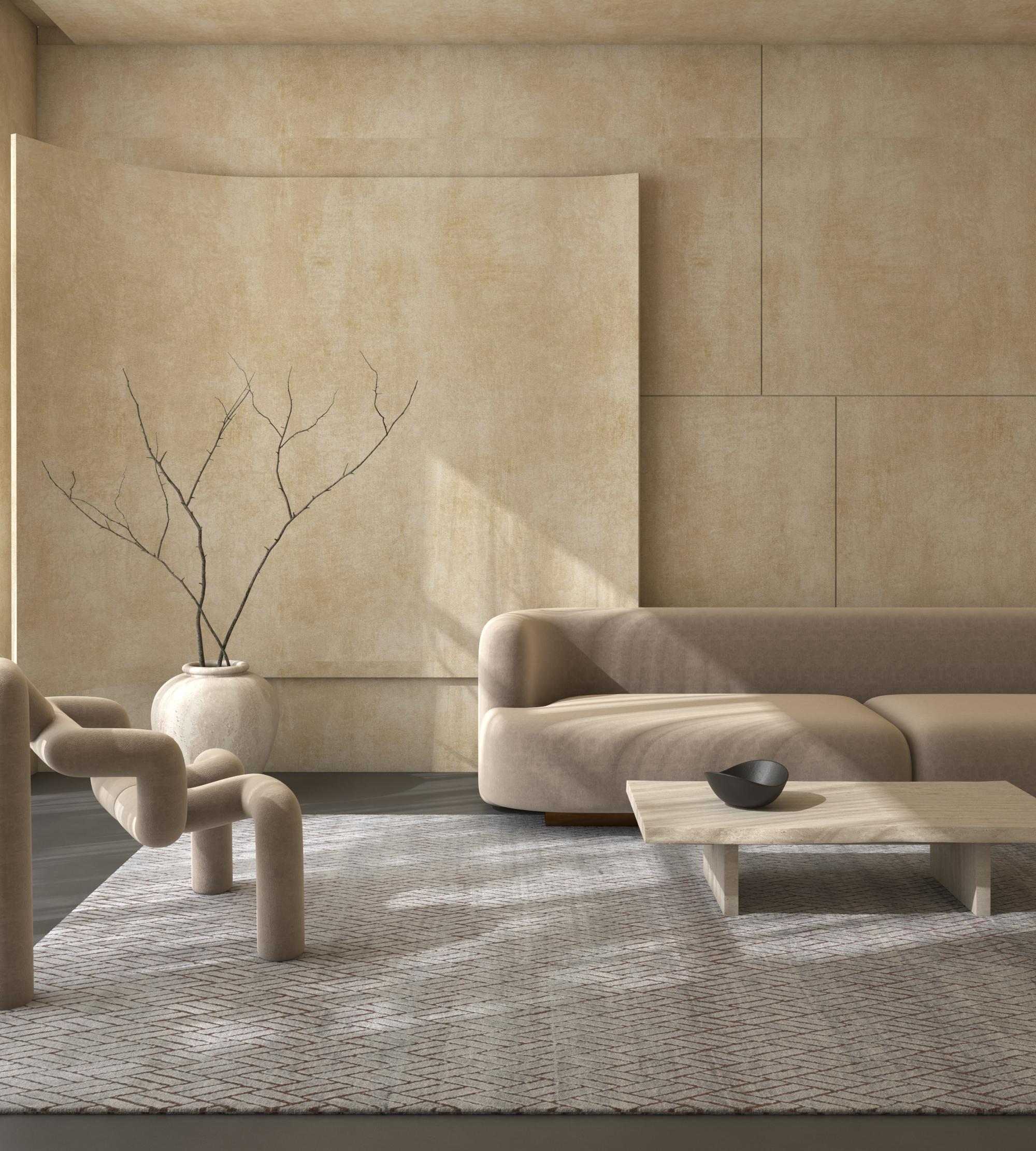 Das handgeknüpfte Meisterwerk von Jaipur Rugs ist eine Ton-in-Ton-Palette, die Ihren Böden Wärme und Komfort verleiht. Das mit Präzision gefertigte, engmaschige Gittermuster fügt sich nahtlos in eine Vielzahl von Dekorationen ein und schafft ein