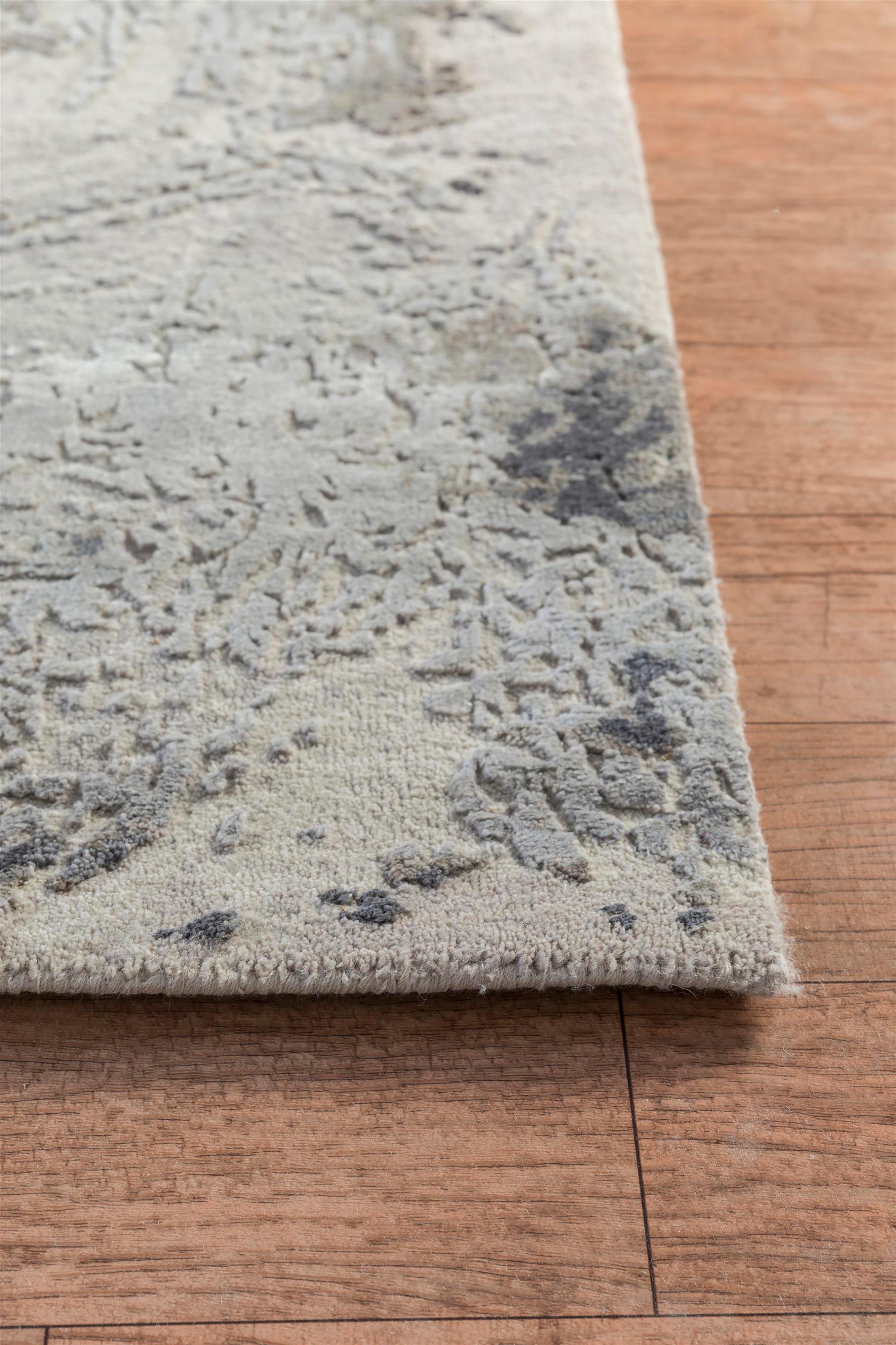 Moderne Jaipur Rugs Tapis 6x9 pieds noués à la main Laine et soie Ivoire Tapis moderne en vente