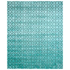 Jaipur Rugs 6x9 Feet Hand geknüpft Teppich Wolle und Seide modern Blau Teppich