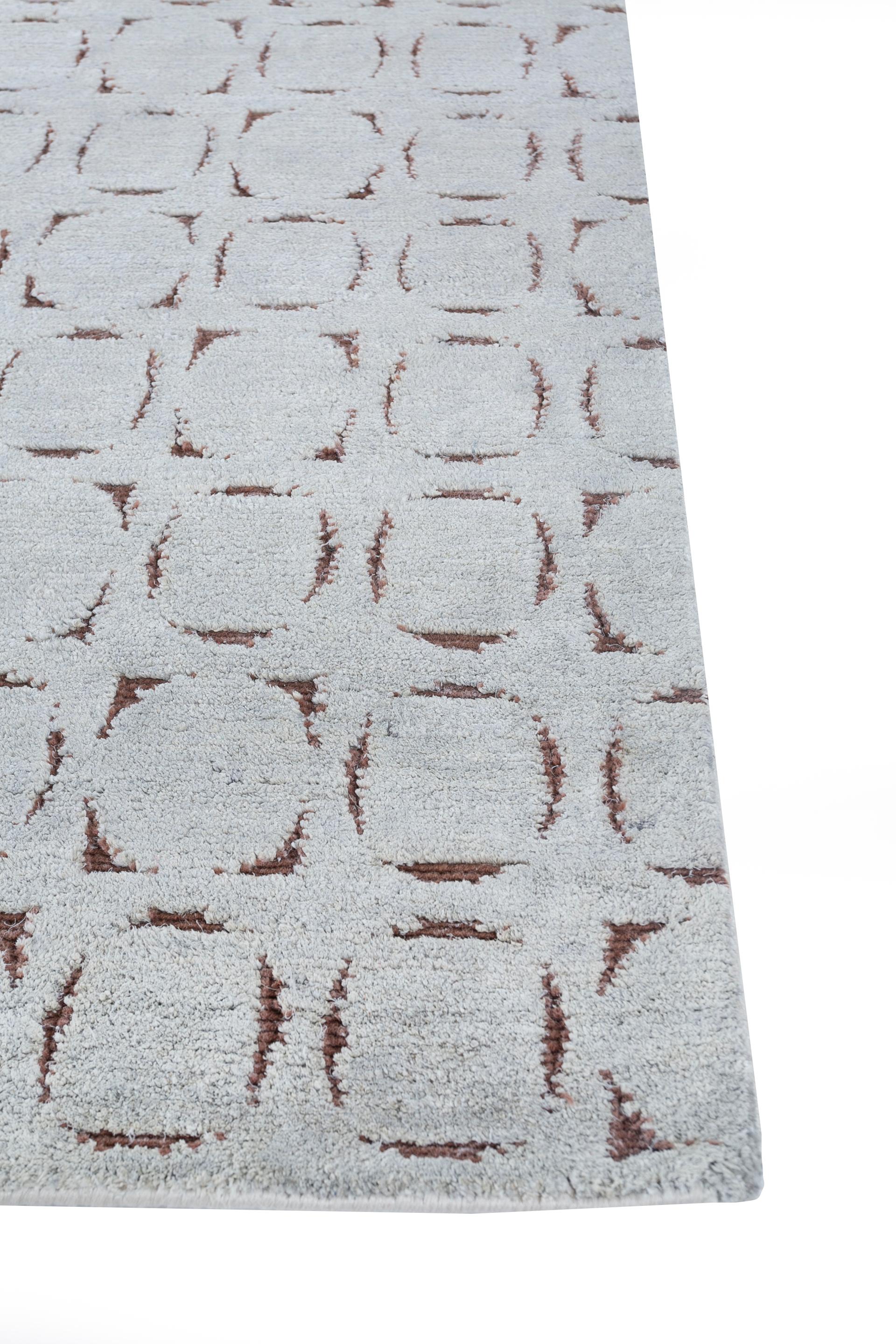 Moderno Jaipur Rugs 6x9 Piedi Tappeto annodato a mano in lana e seta moderno Grigio e Nero in vendita
