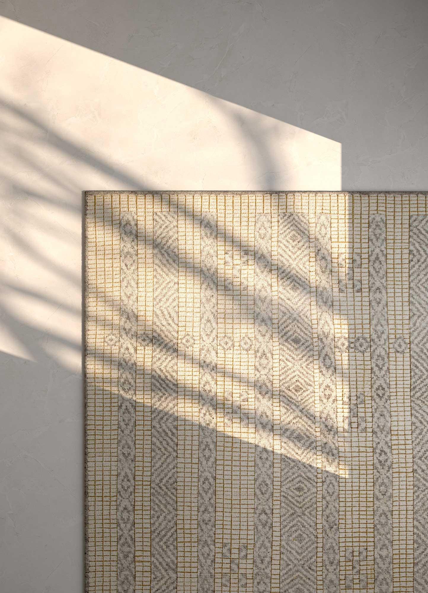 Noué à la main Gilded Splendor Nature Off-White & Bright Gold 180x270 cm Tapis noué à la main en vente