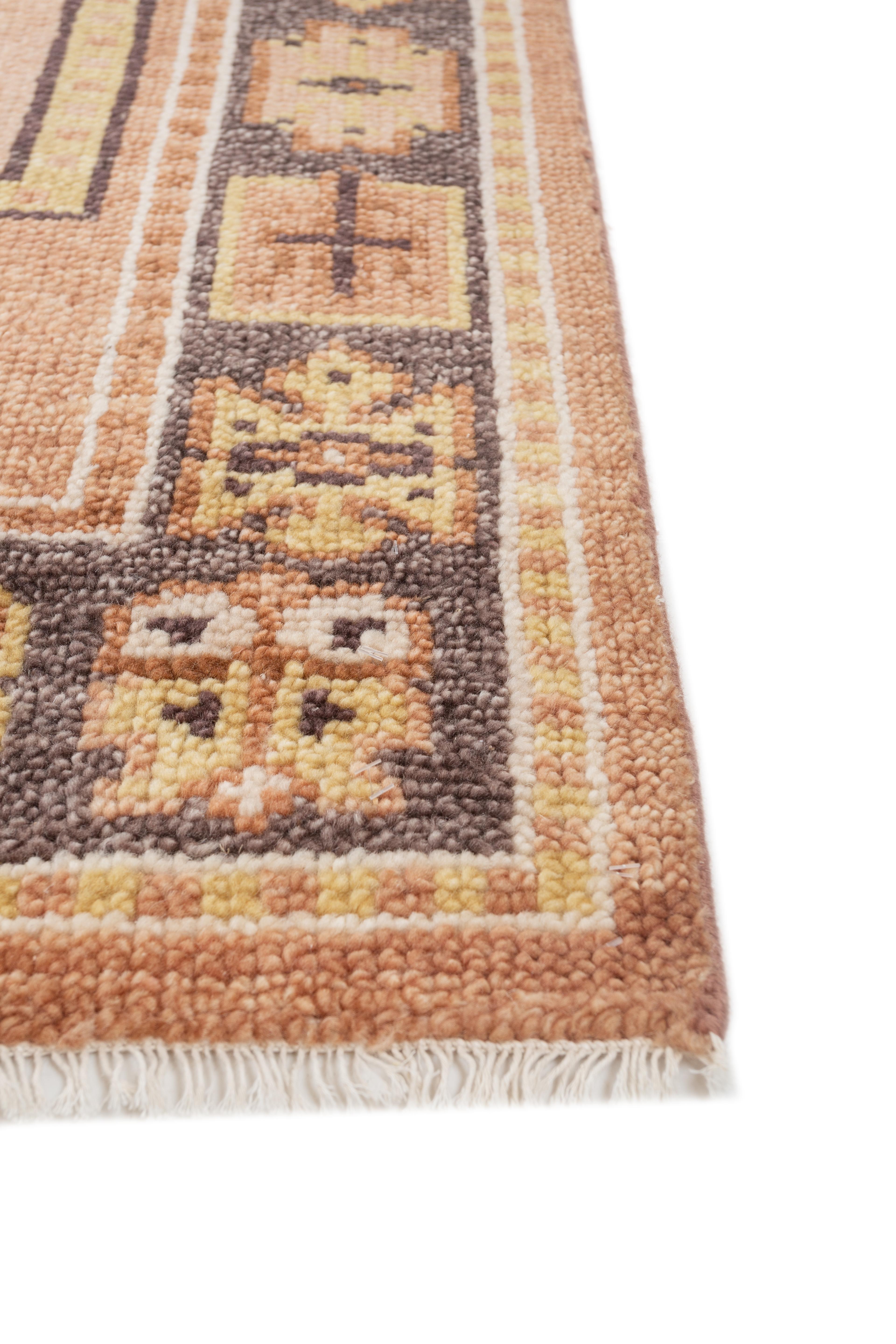 Moderne Jaipur Rugs Tapis 6x9 pieds noués à la main Tapis moderne en laine beige et marron en vente