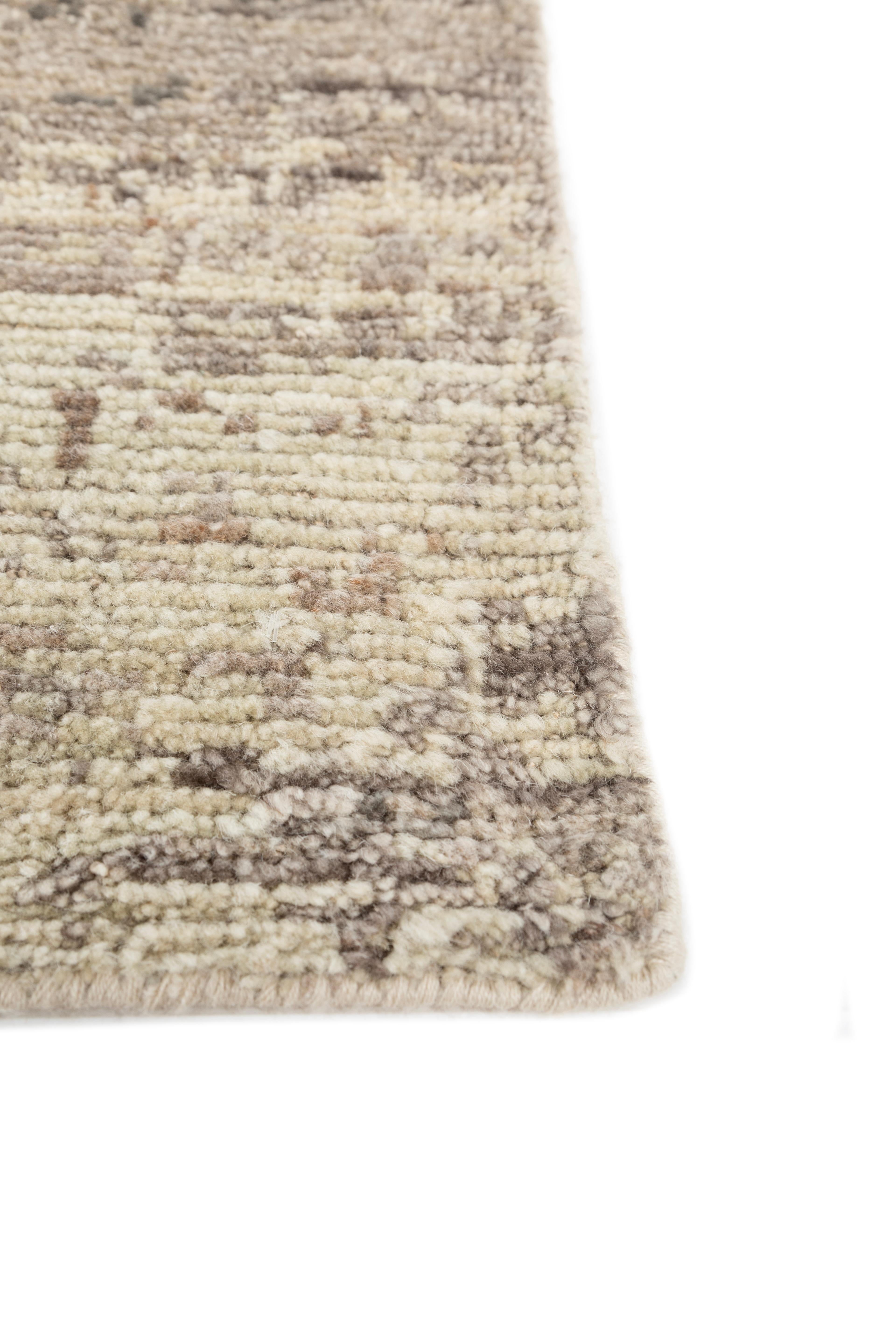 Moderno Jaipur Rugs 6X9 Piedi Tappeto annodato a mano in lana moderno beige e marrone in vendita